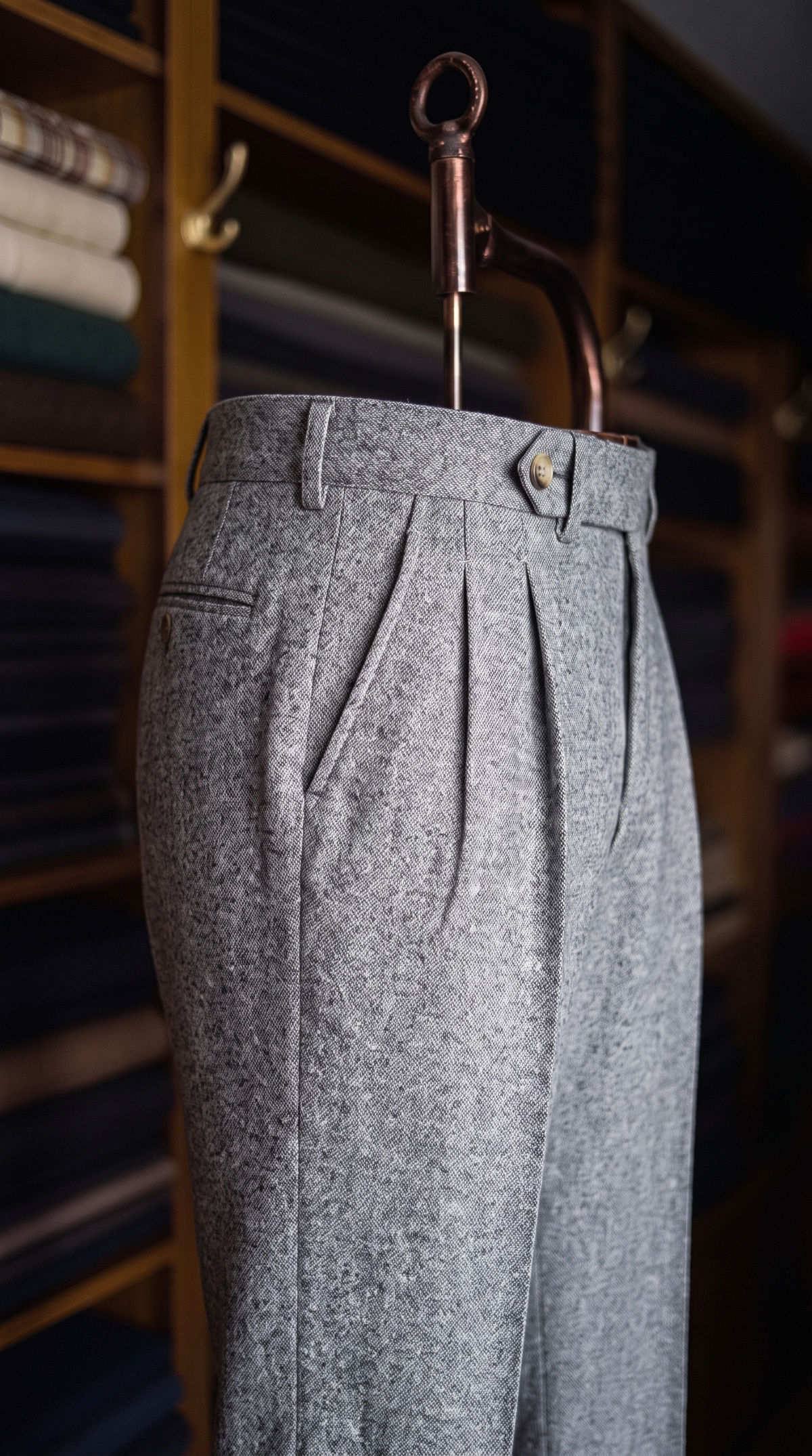 Viceroy Grey Marino Wool Double Pleated Trousers for Men