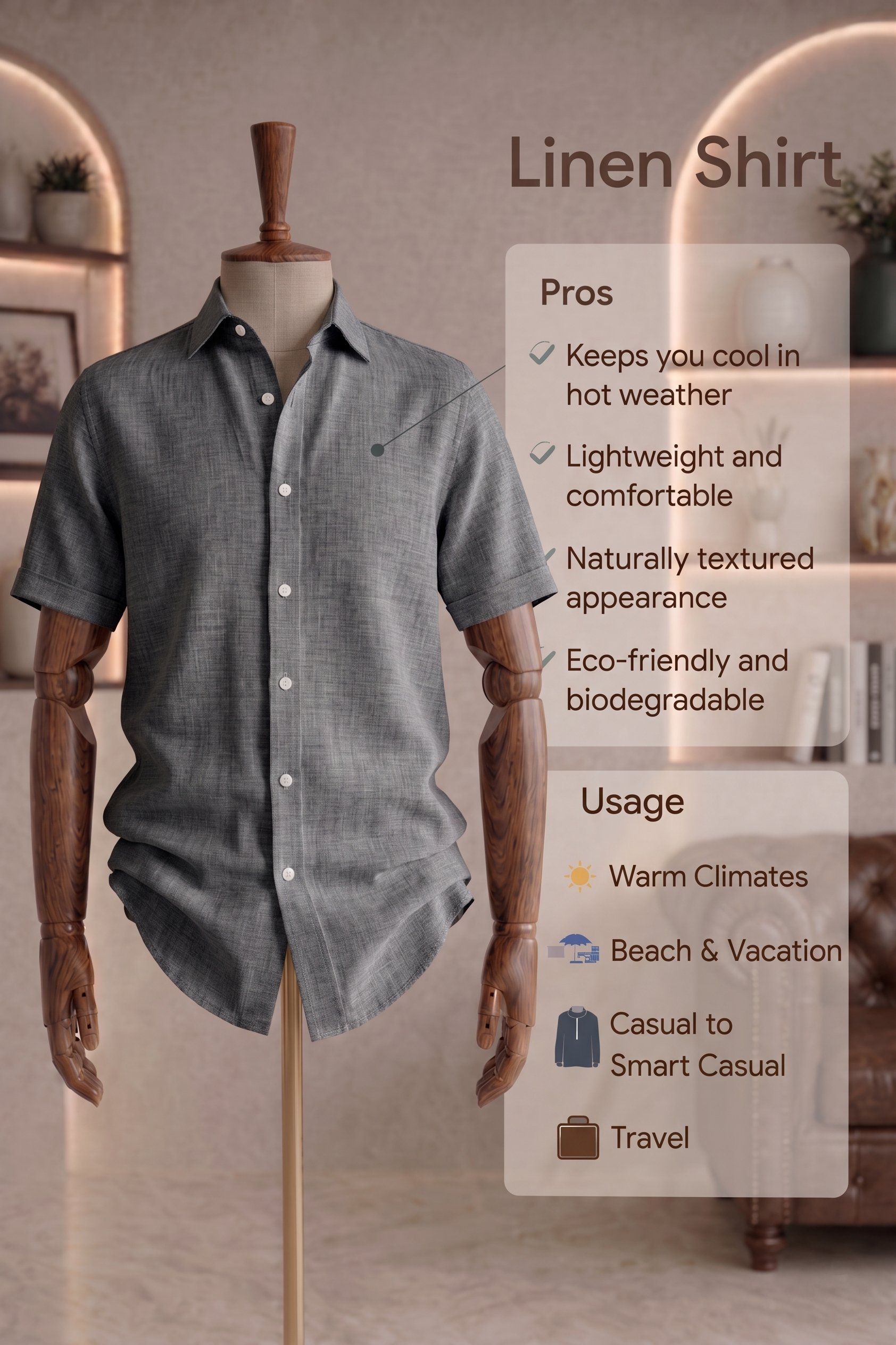 Half Sleeve Linen Pair For Men | Dark Grey Linen Shirt with Black Linen Pant
