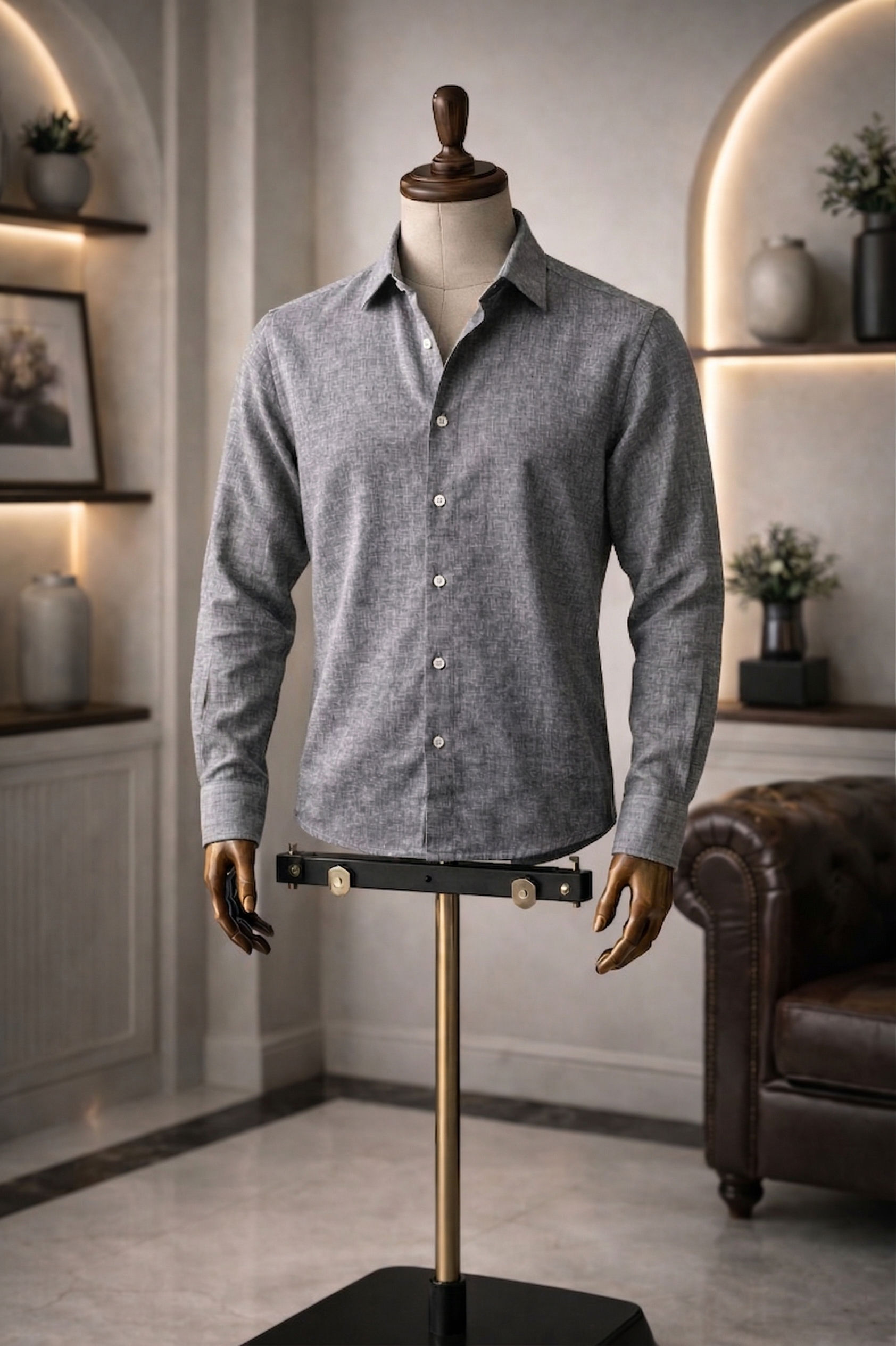 Full Sleeve Men's Pure Linen Dark Grey Shirt | Summer Wear