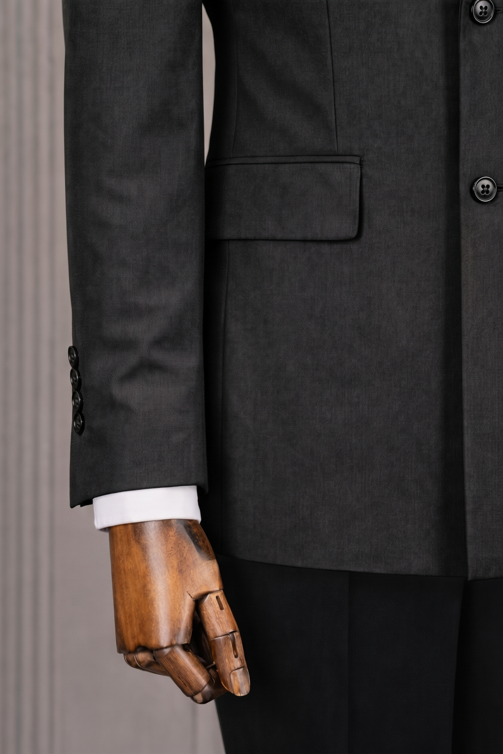 French Cuff Men's Black Double Breasted Blazer