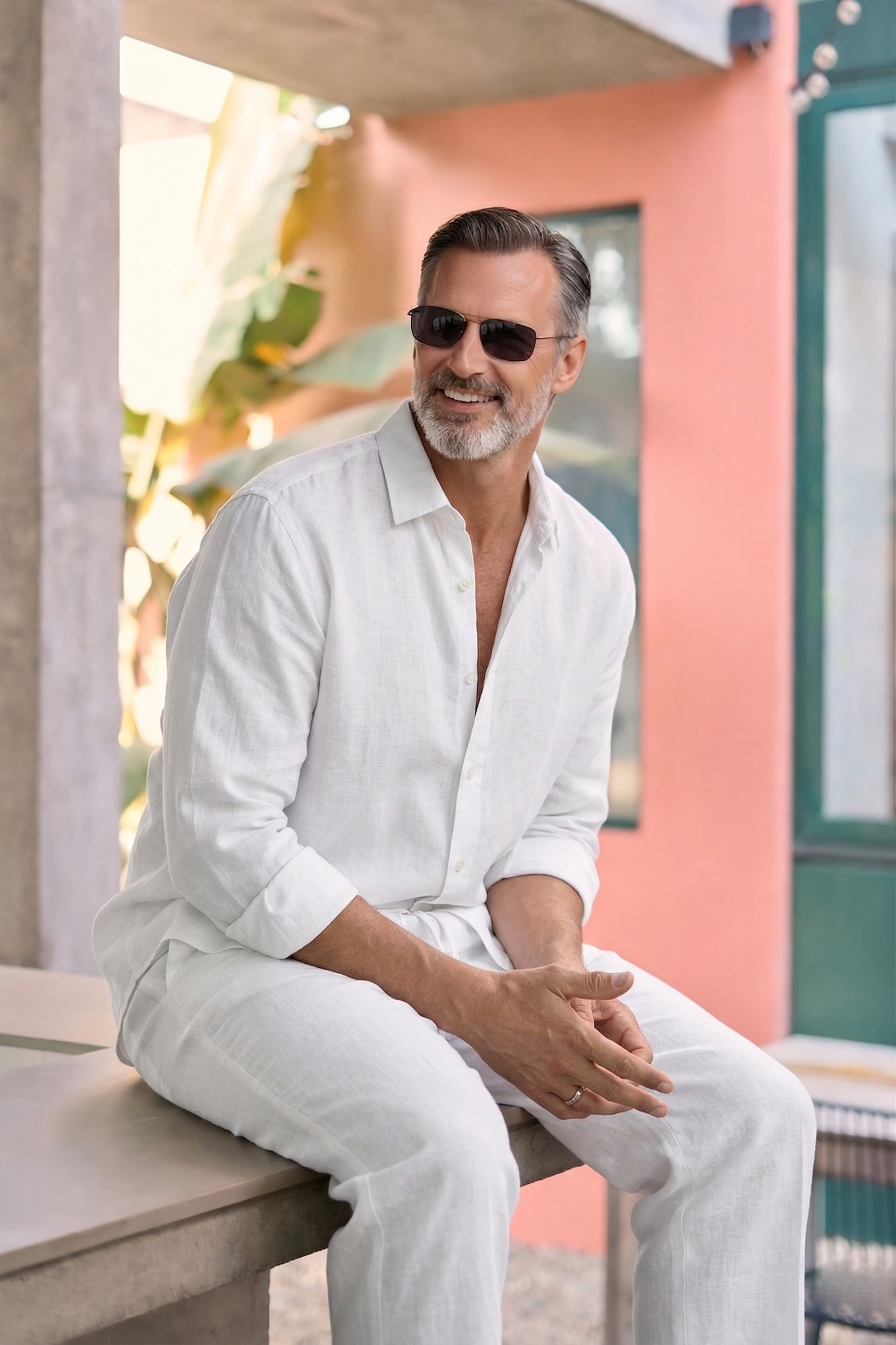 Full Sleeve Linen Pair For Men | White Linen Shirt with White Linen Pant