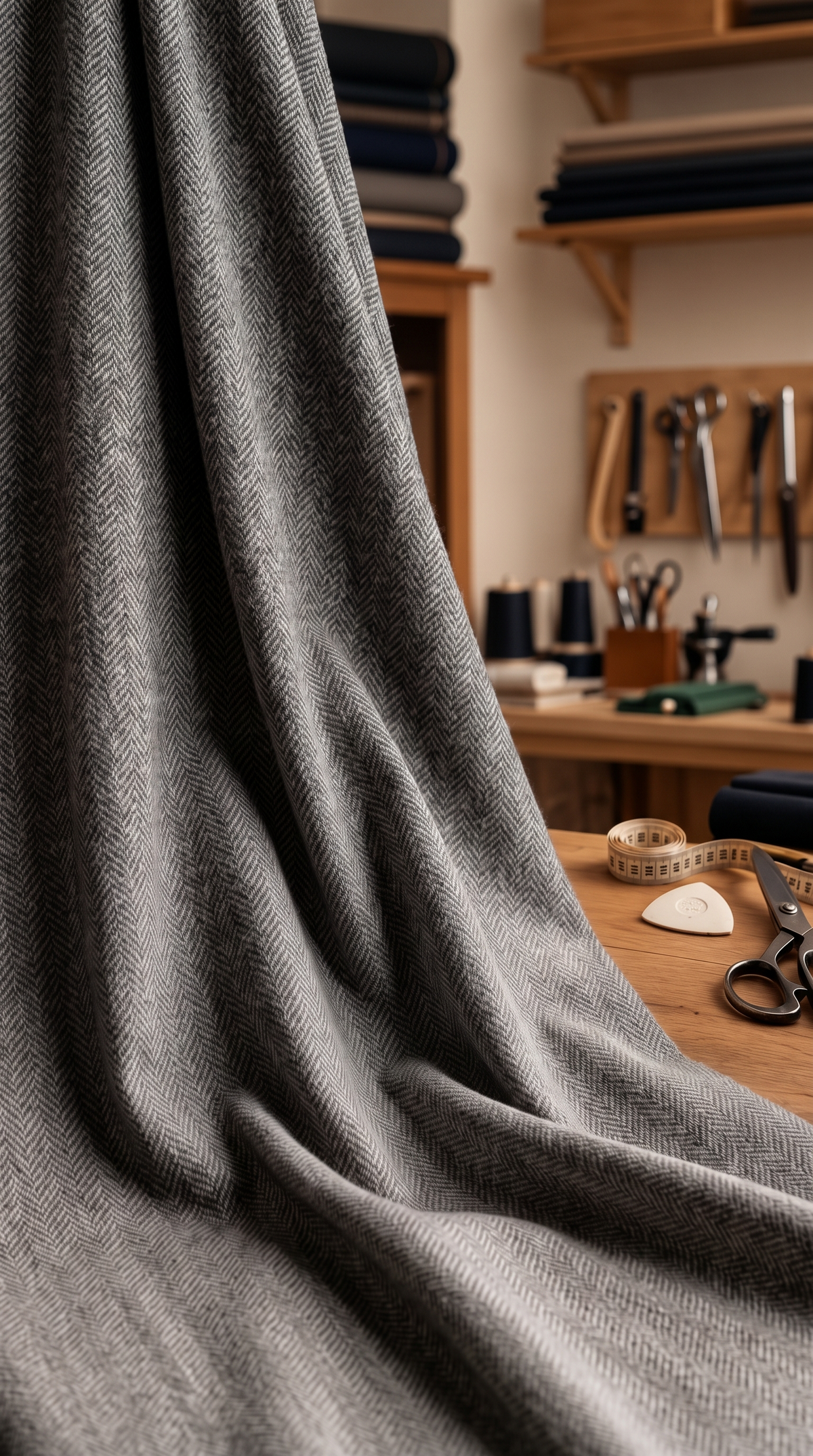 Luxury Grey Herringbone Fabric | Premium Formal Wear Fabric