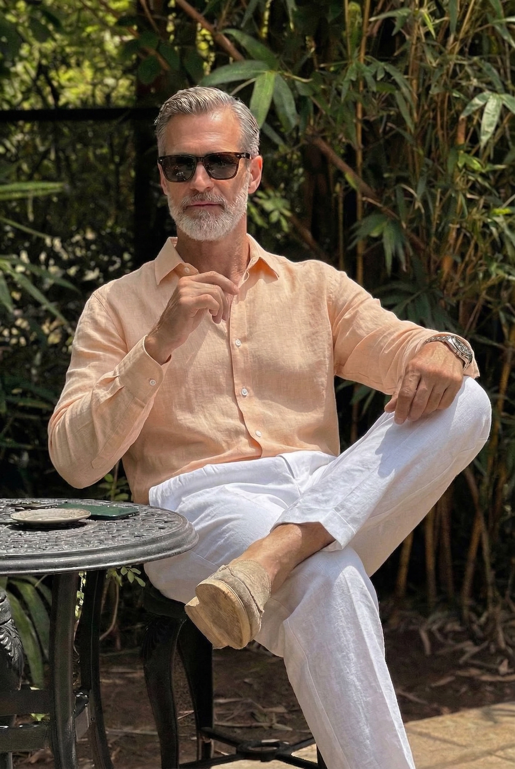 Full Sleeve Linen Pair For Men | Khaki Linen Shirt with White Linen Pant