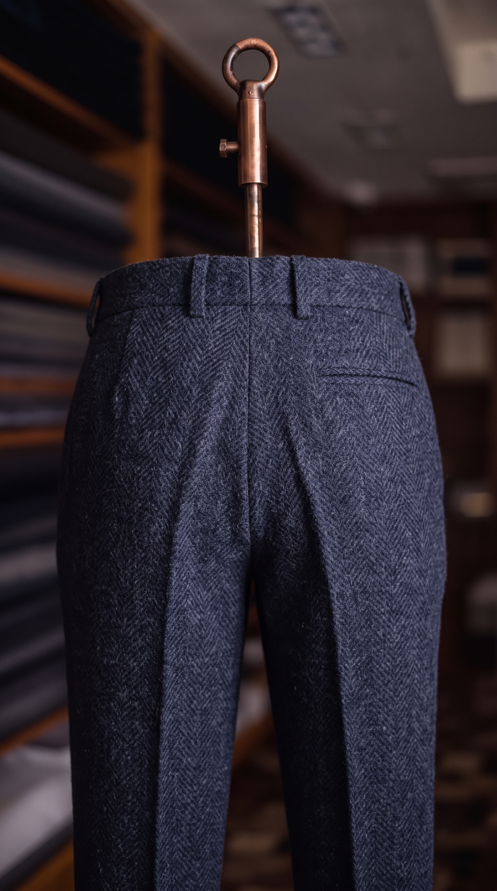 Viceroy Navy Herringbone Double Pleated Trousers for Men