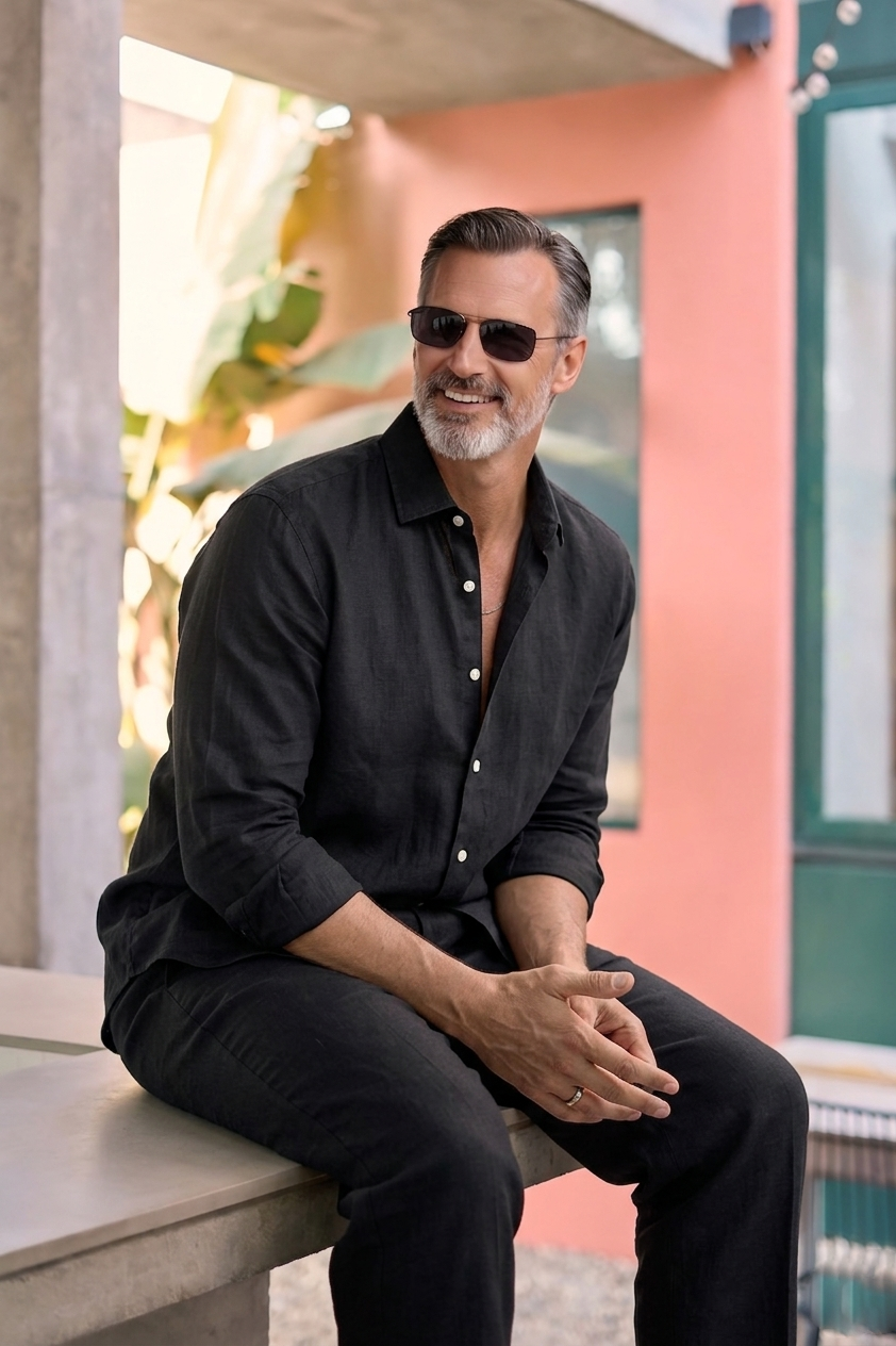 Full Sleeve Linen Pair For Men | Black Linen Shirt with Black Linen Pant
