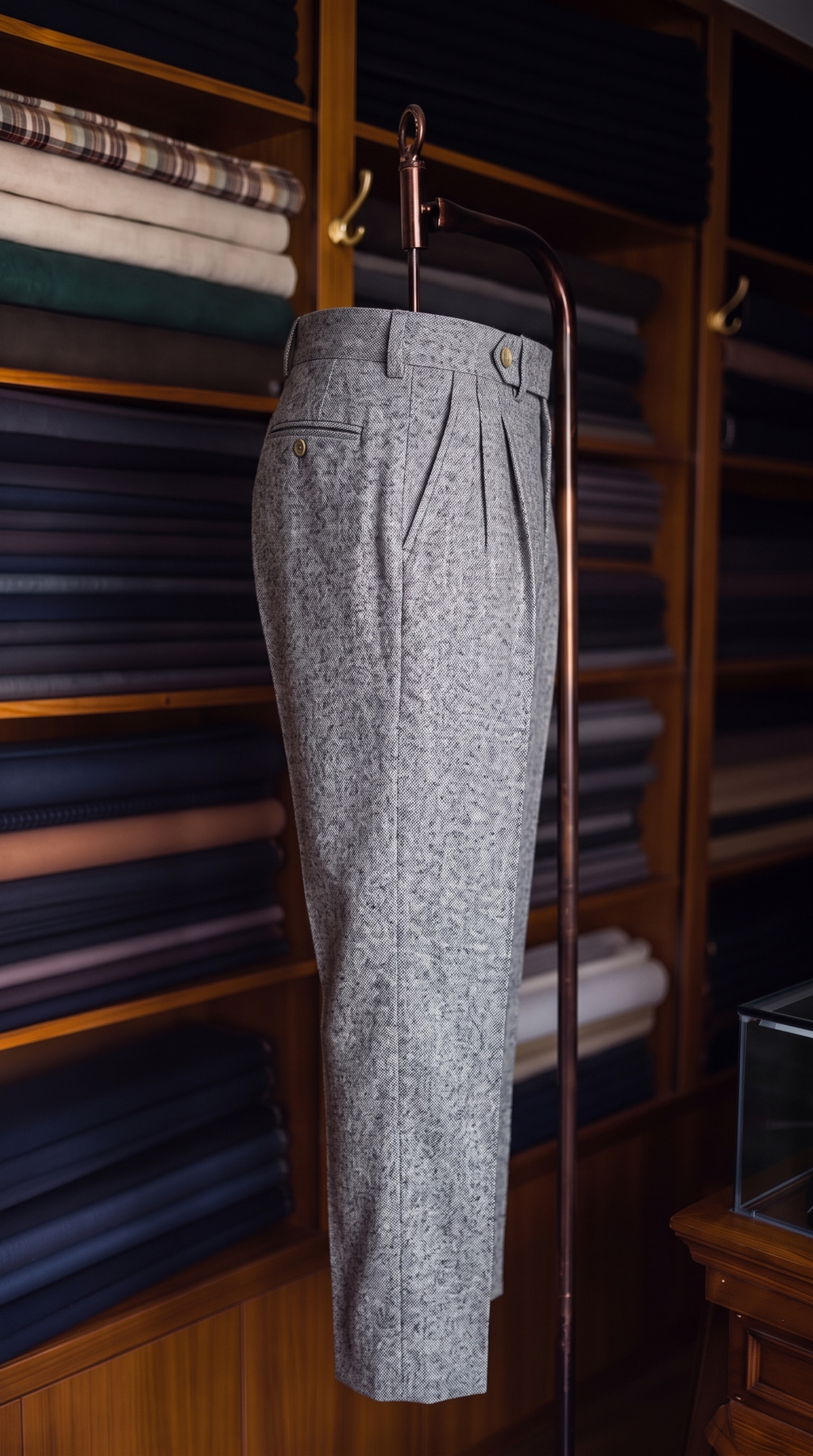 Viceroy Grey Marino Wool Double Pleated Trousers for Men