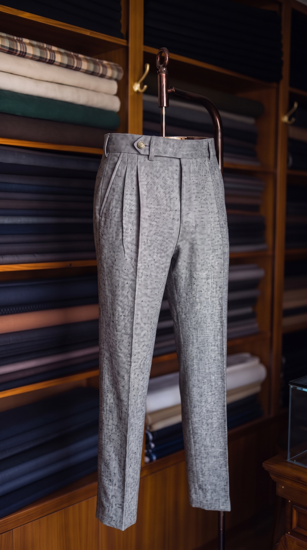 Viceroy Grey Marino Wool Double Pleated Trousers for Men