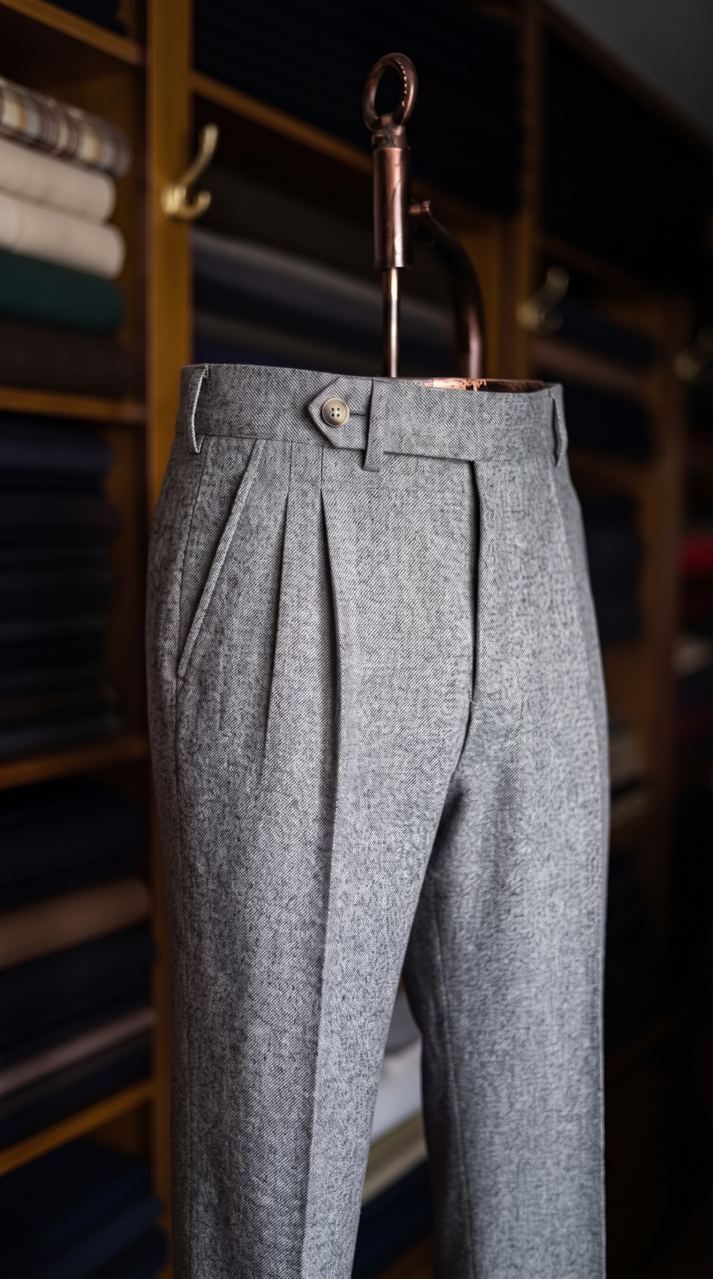 Viceroy Grey Marino Wool Double Pleated Trousers for Men