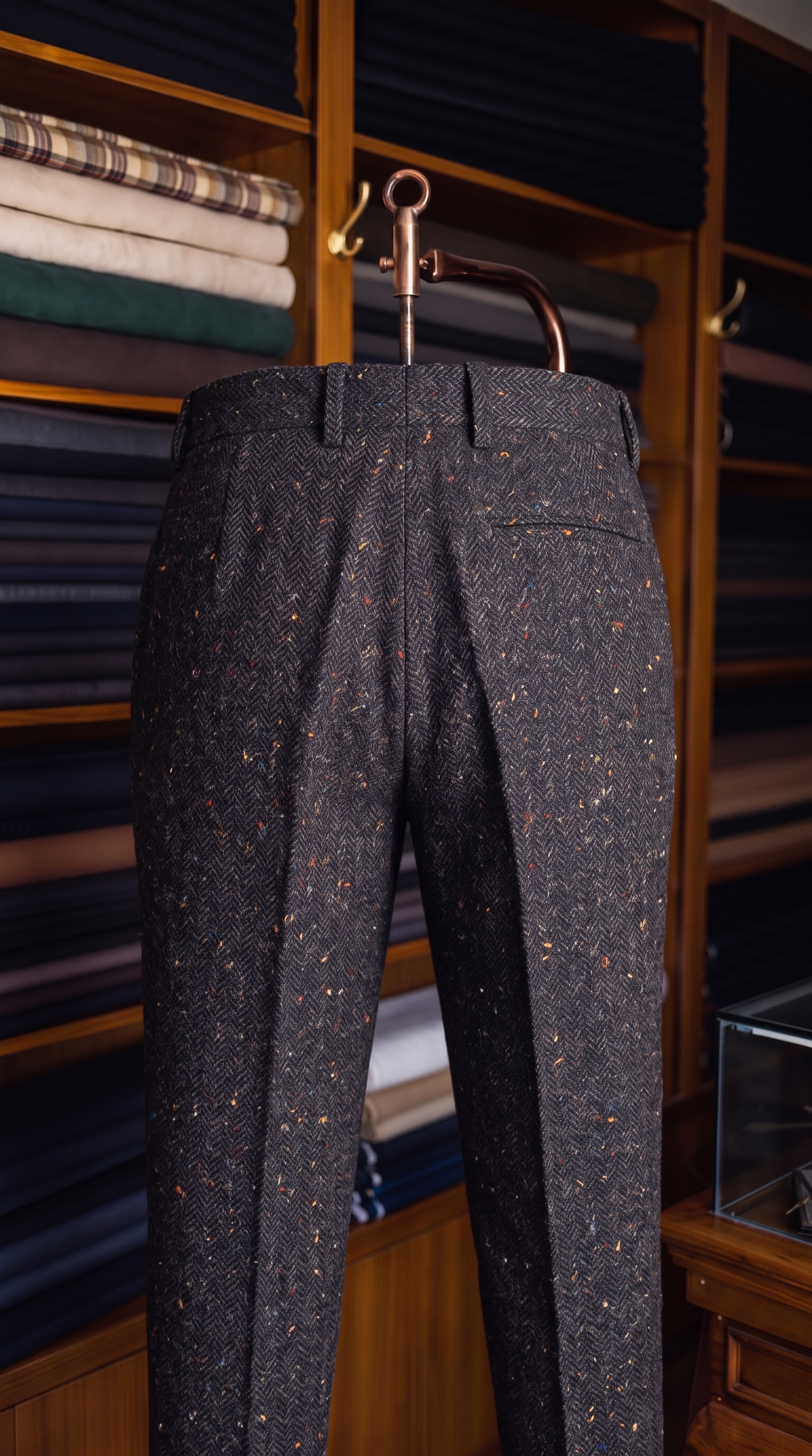 Viceroy Brown Marino Wool Double Pleated Trousers for Men