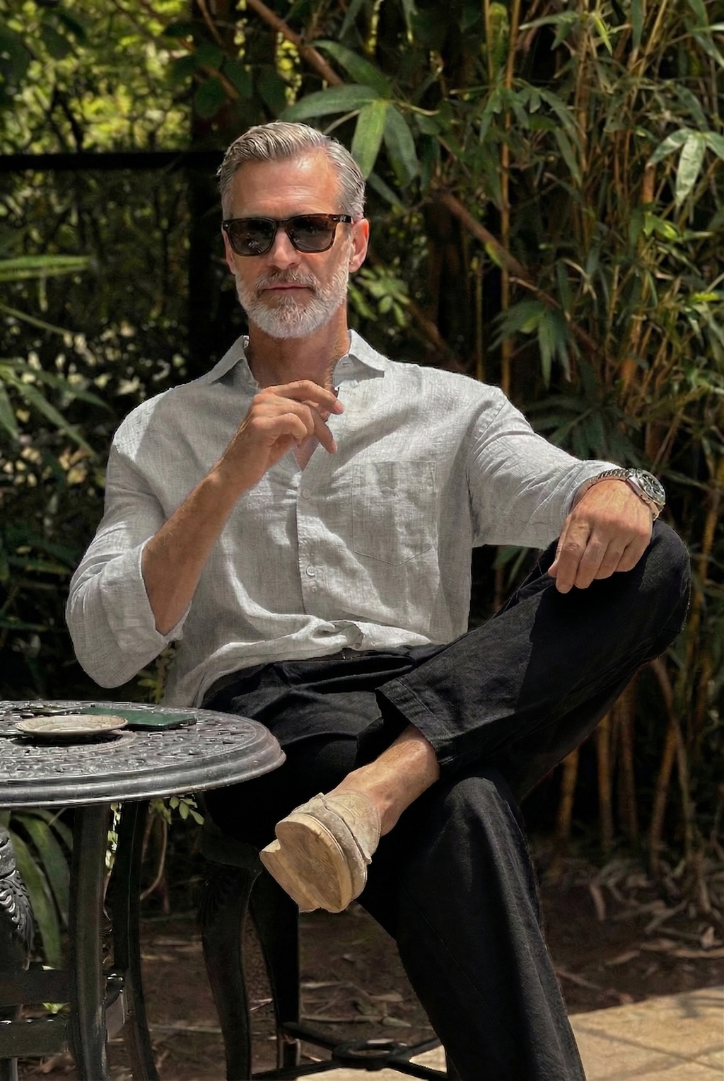 Full Sleeve Men's Pure Linen Light Grey Shirt | Summer Wear