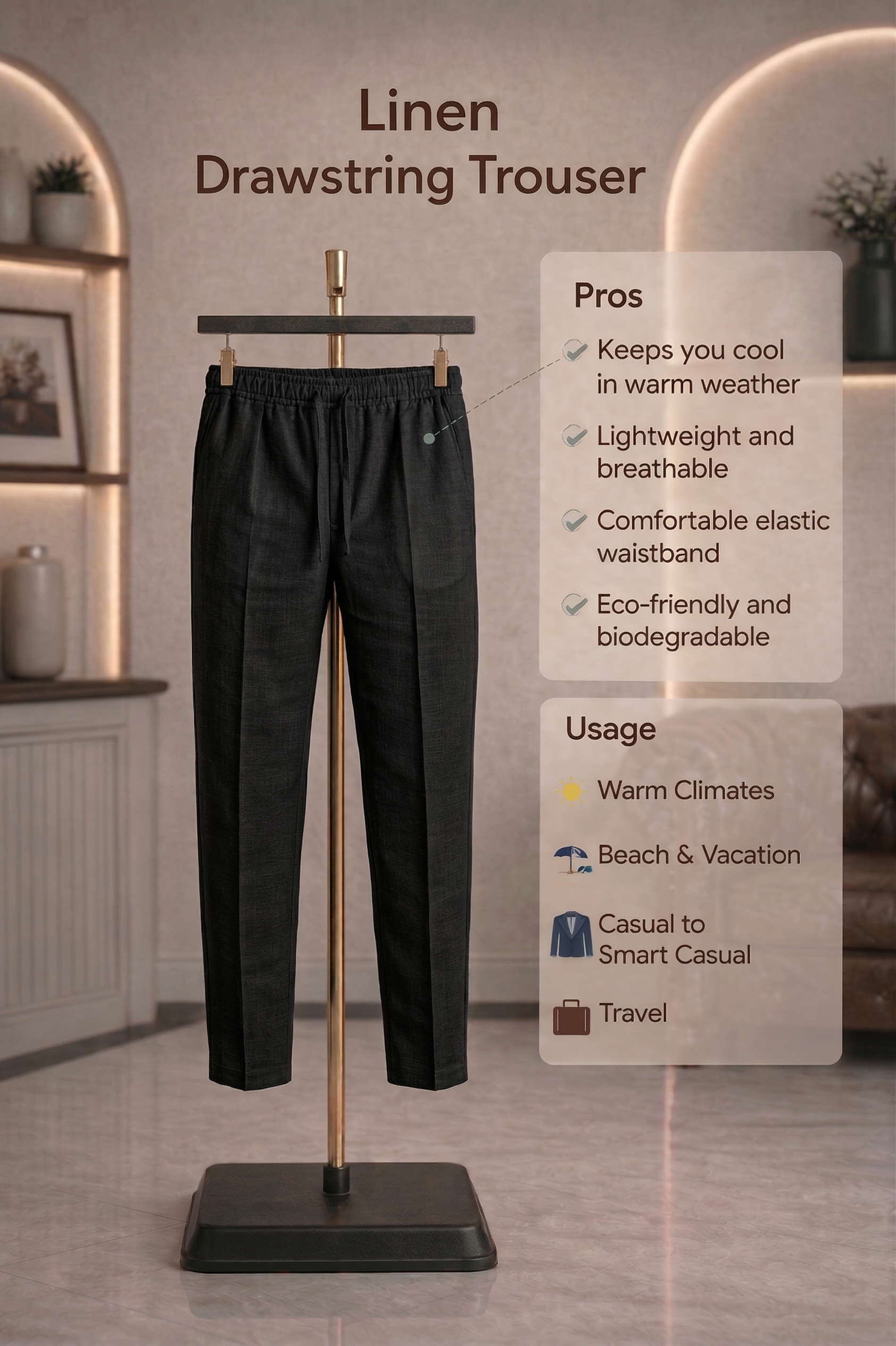 Full Sleeve Linen Pair For Men | Dark Grey Linen Shirt with Black Linen Pant