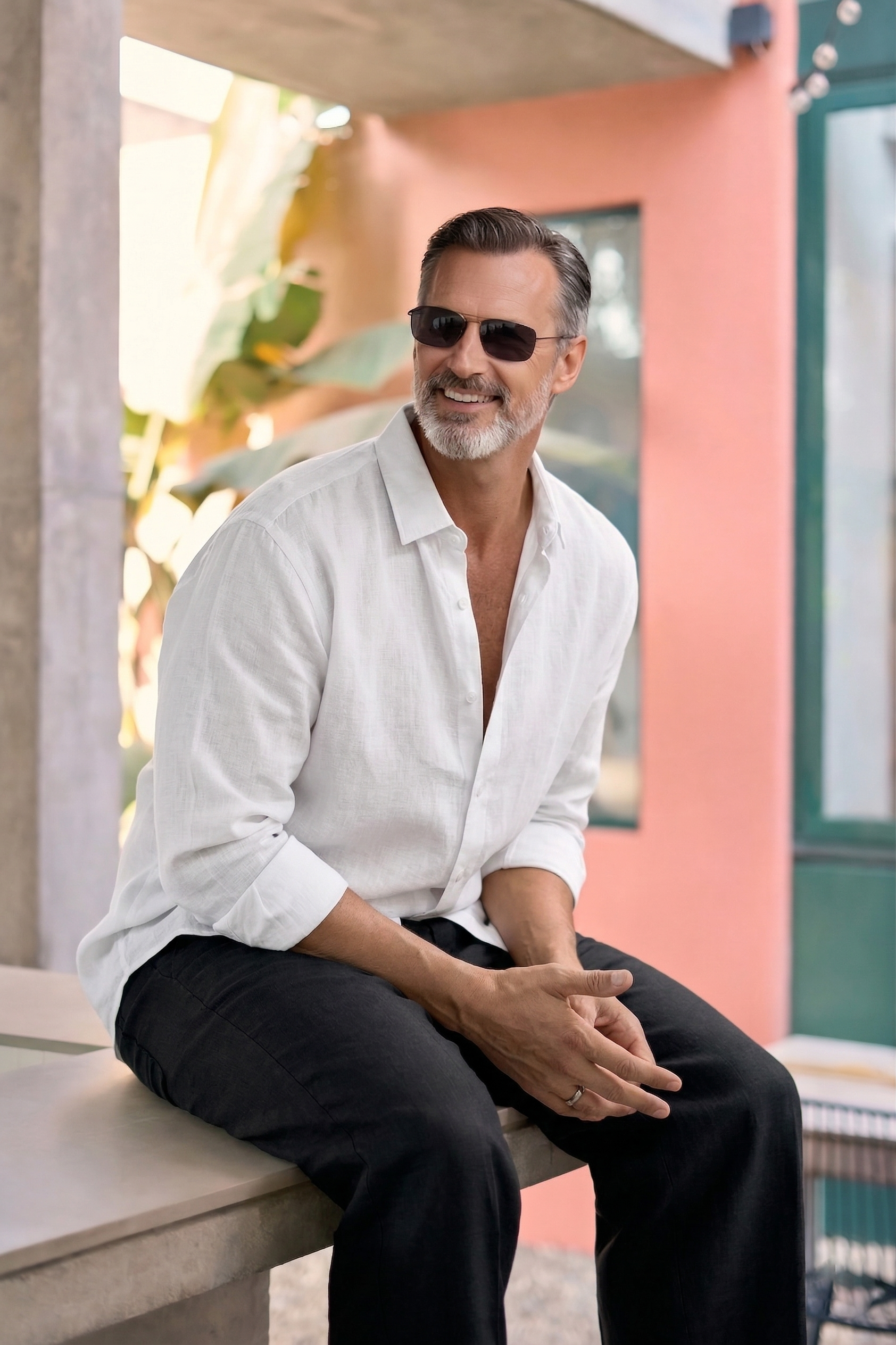 Full Sleeve Linen Pair For Men | White Linen Shirt with Black Linen Pant