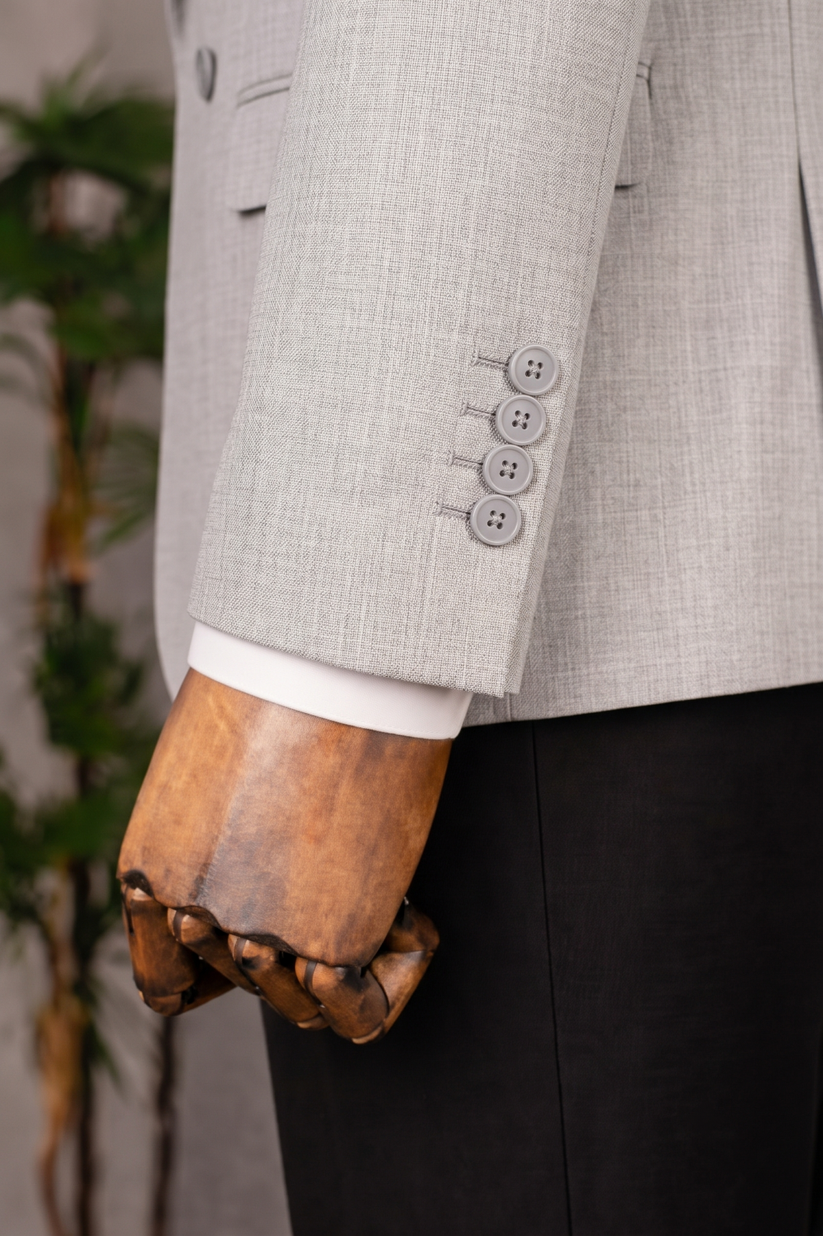 French Cuff Men's Light Grey Double Breasted Blazer