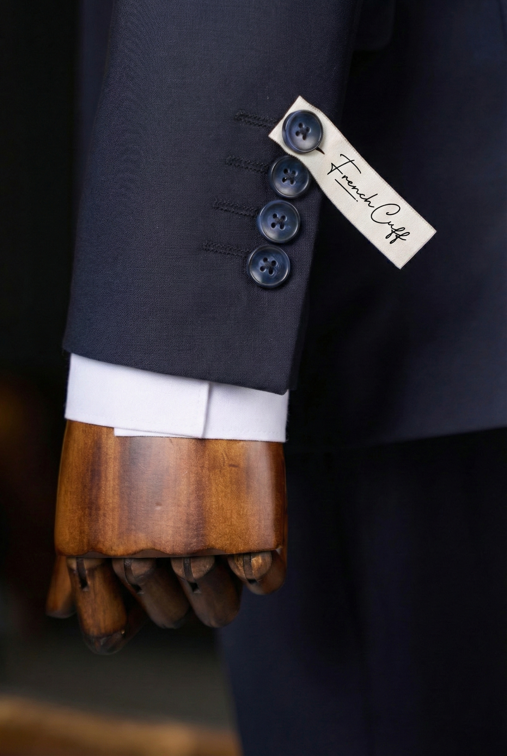 French Cuff Men's Carbon Blue Single Buttoned 3-Piece Suit