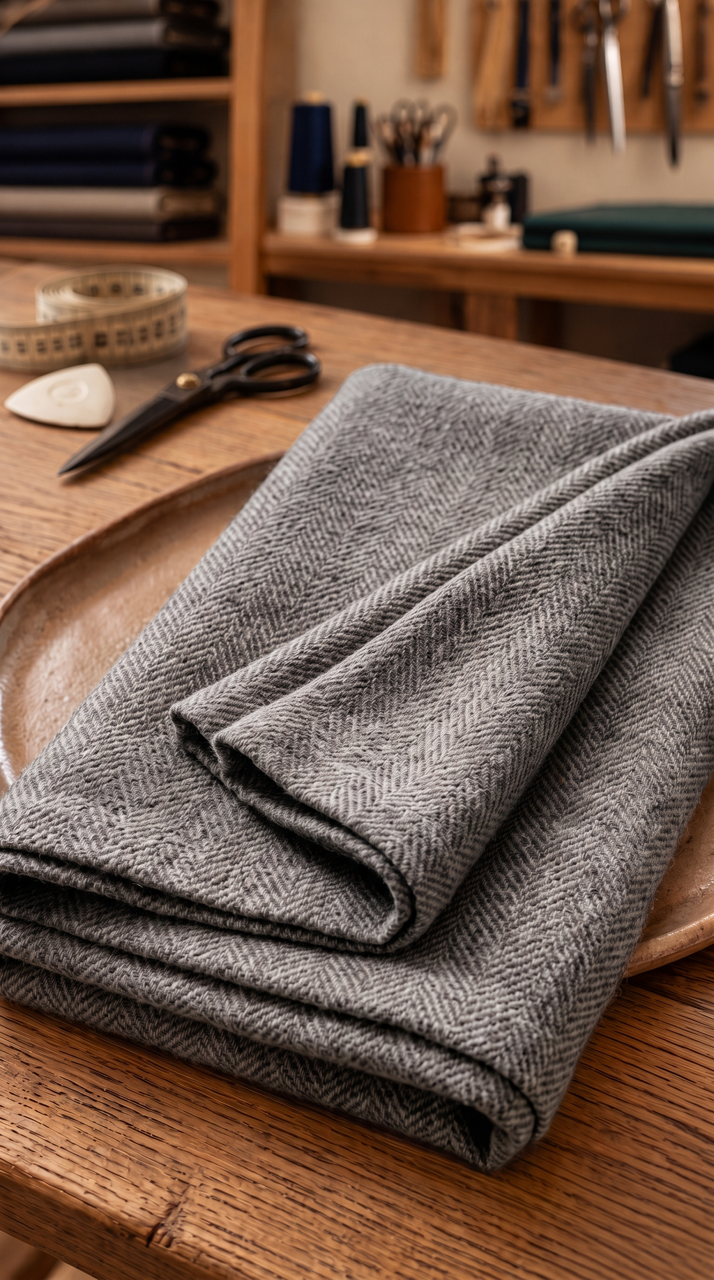 Luxury Grey Herringbone Fabric | Premium Formal Wear Fabric