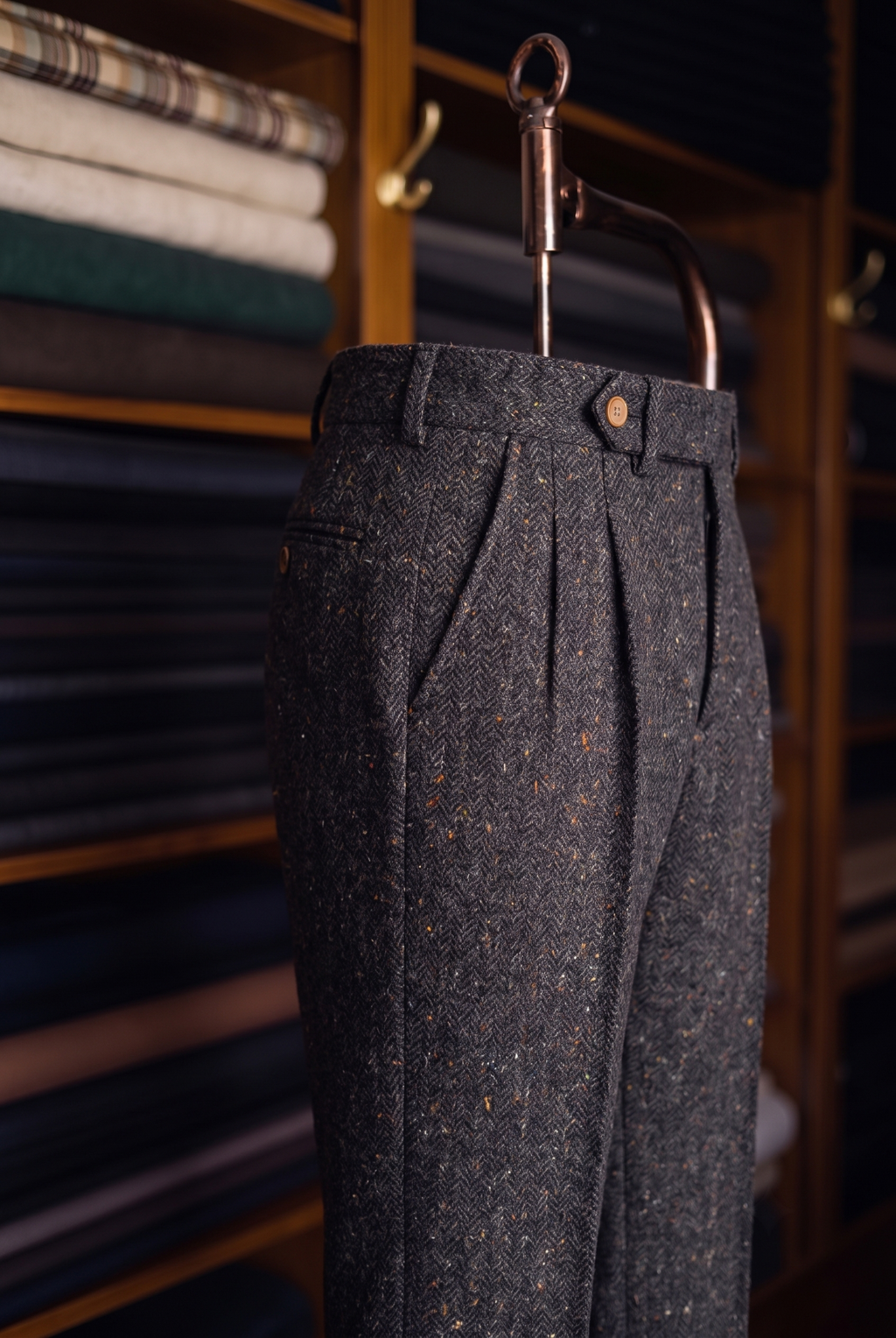 Viceroy Brown Marino Wool Double Pleated Trousers for Men