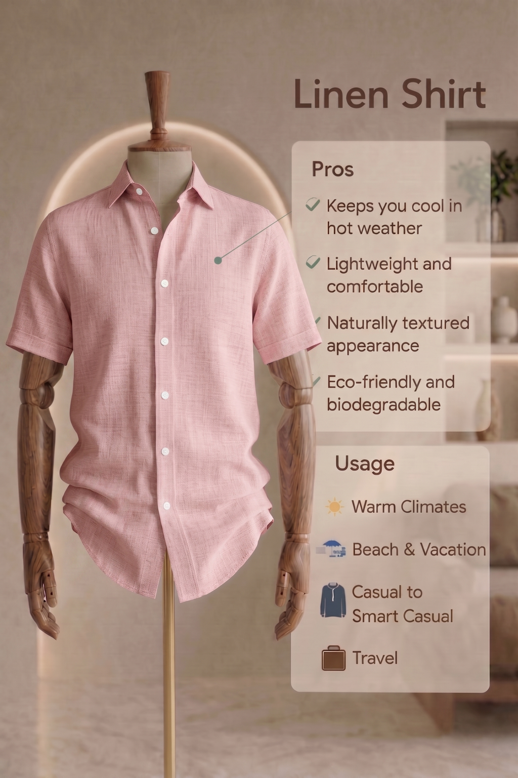 Half Sleeve Linen Pair For Men | Powder Pink Linen Shirt with Navy Linen Pant by french cuff