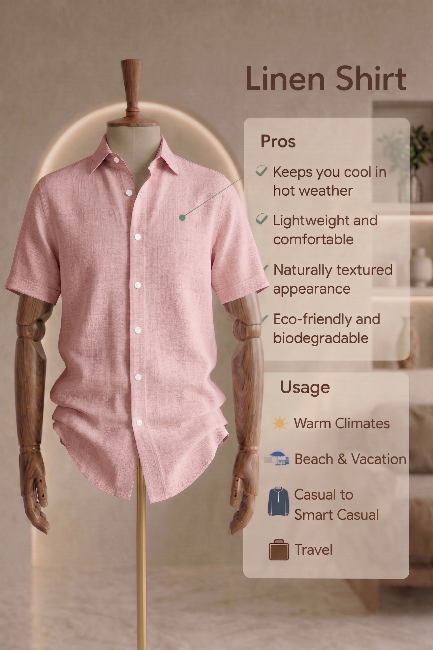 Half Sleeve Linen Pair For Men | Powder Pink Linen Shirt with Navy Linen Pant by french cuff