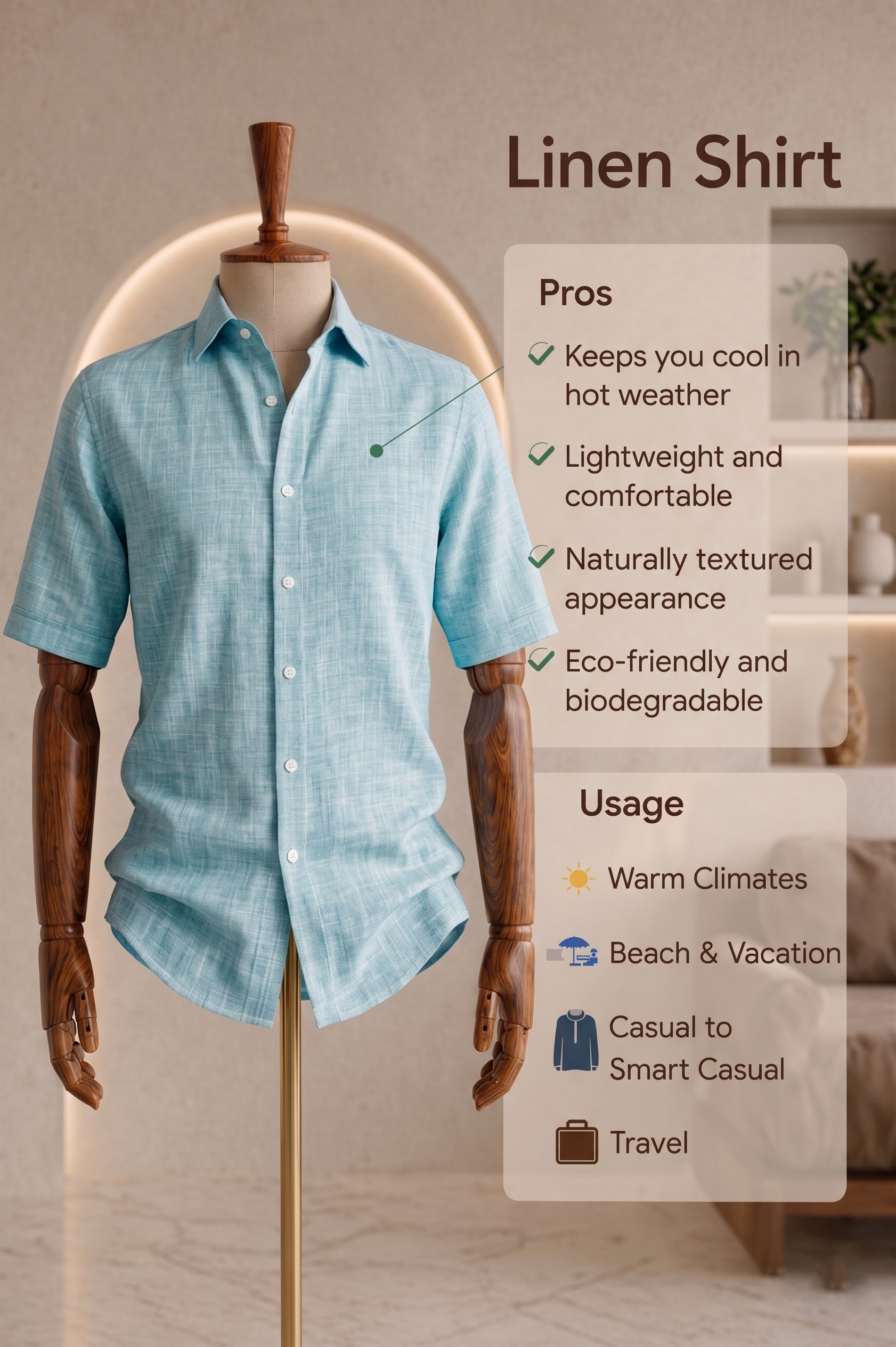 Half Sleeve Linen Pair For Men | Sky Blue Linen Shirt with White Linen Pant