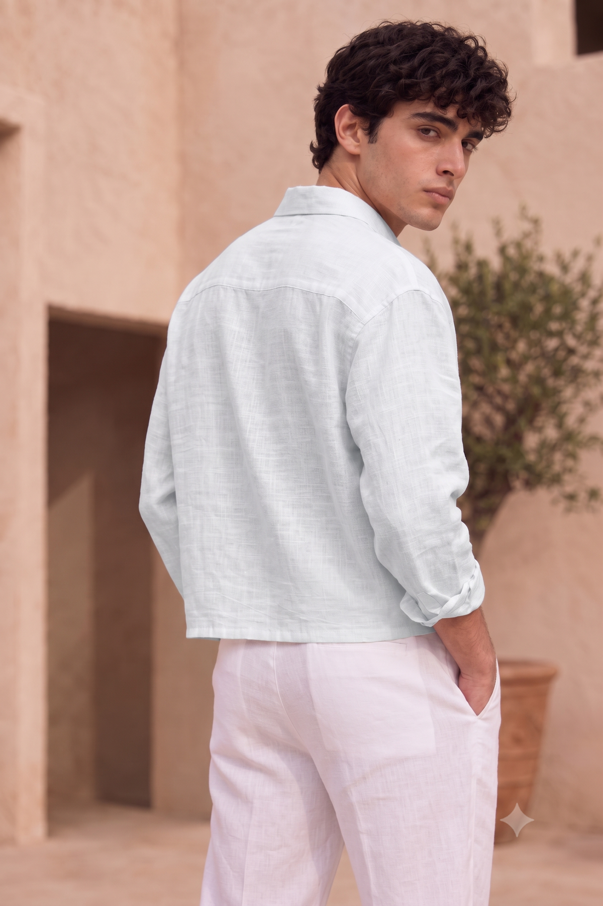Full Sleeve Grey Boxy Fit Pure Belgium Linen Crop Shirt