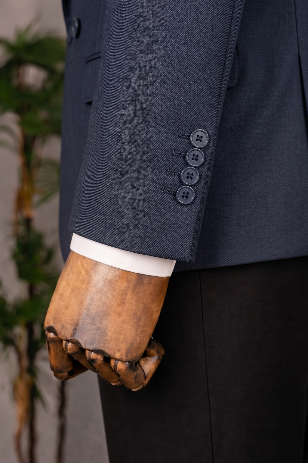 French Cuff Men's Navy Blue Double Breasted Blazer