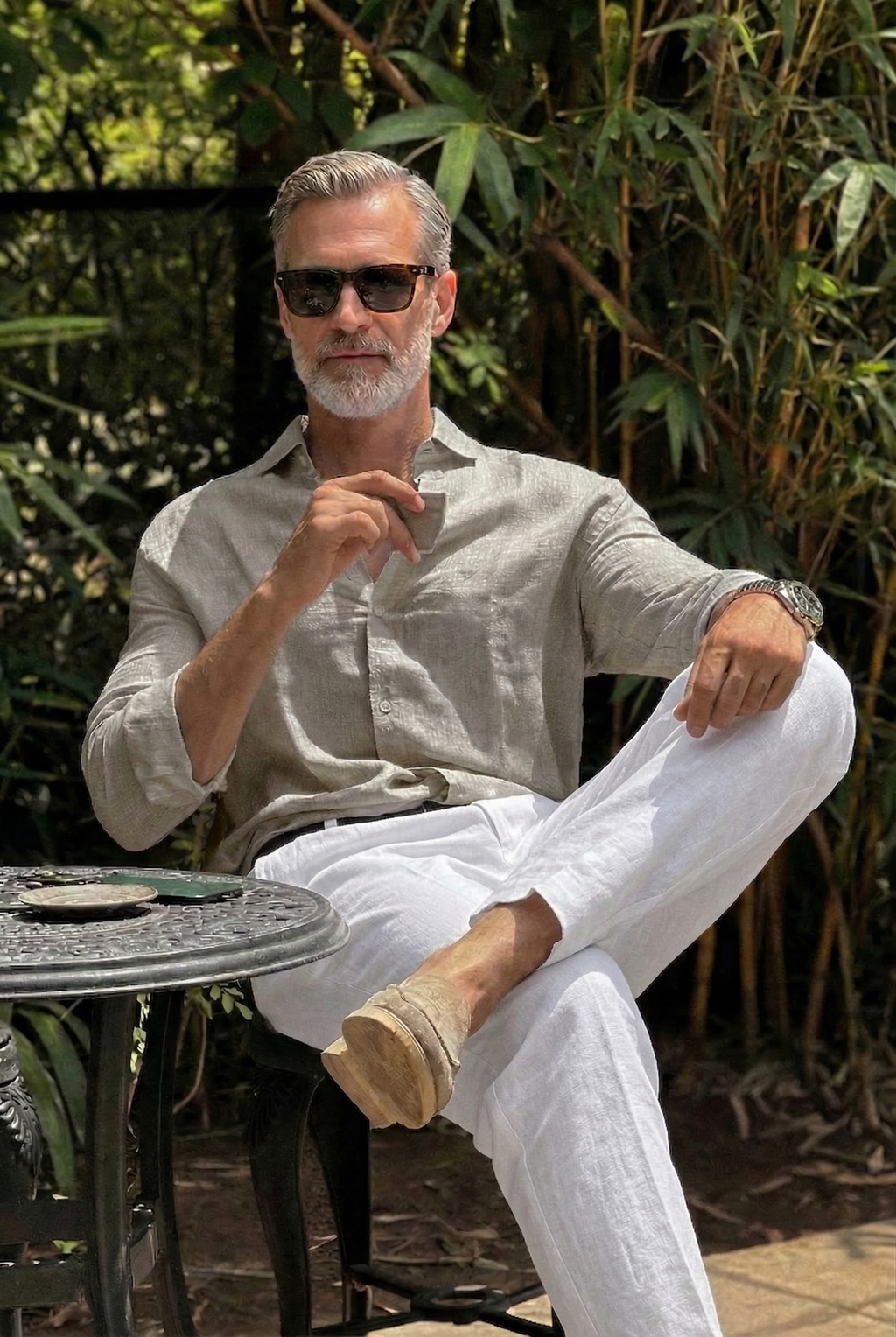 Full Sleeve Linen Pair For Men | Light Grey Linen Shirt with White Linen Pant