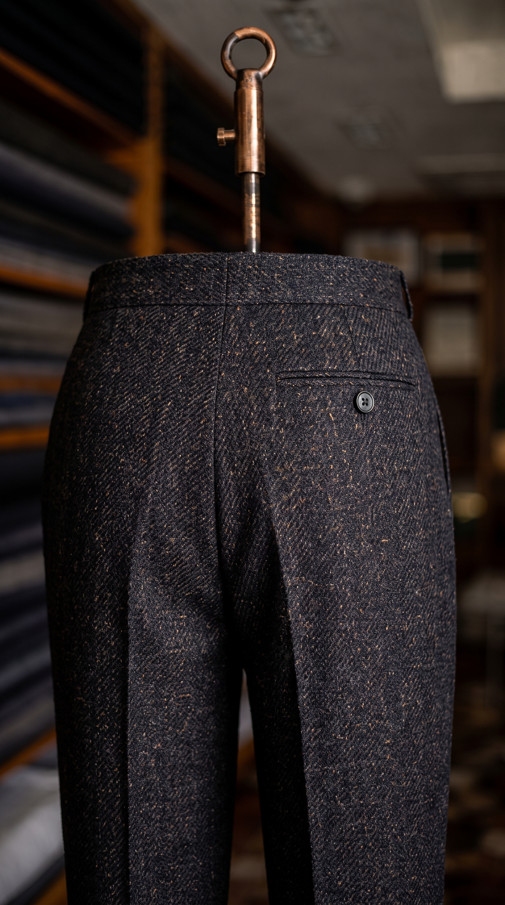 Imperial Brown Marino Wool Double Pleated Trousers for Men