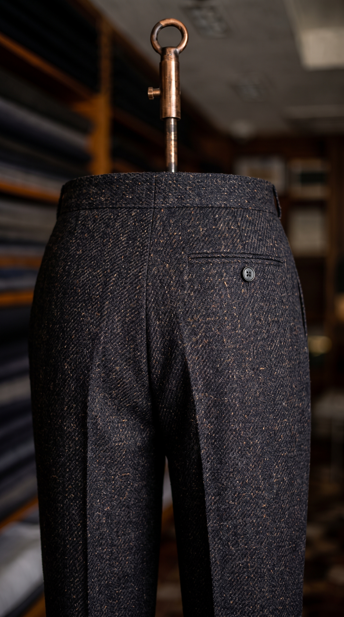 Imperial Brown Marino Wool Double Pleated Trousers for Men