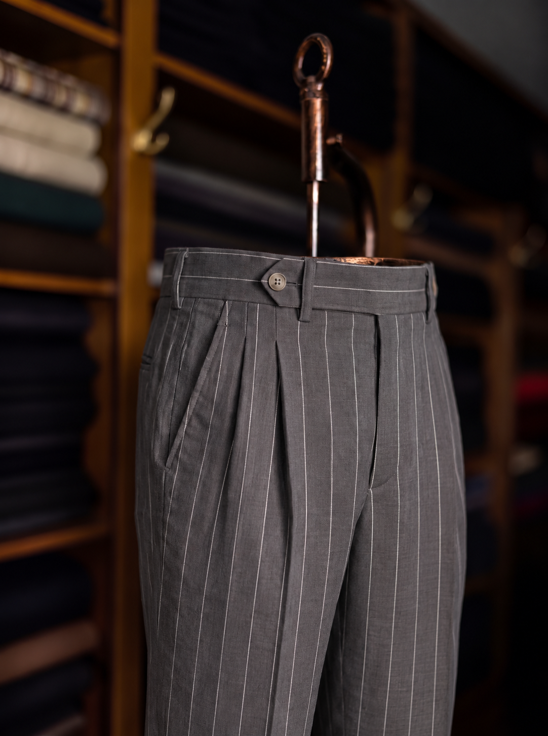 Viceroy Gunmetal Stripe Double Pleated Trousers for Men