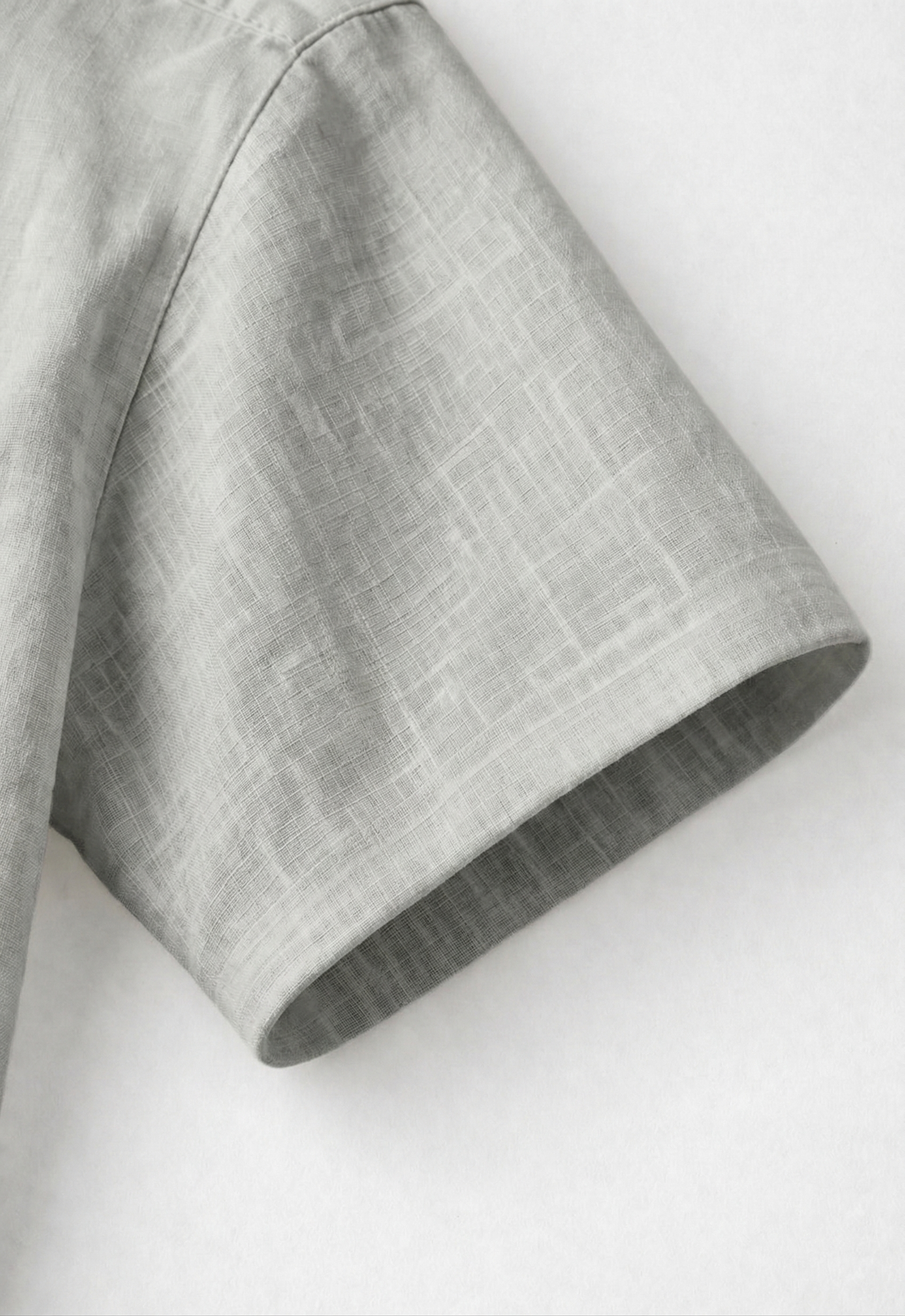 Cuban Collar Half Sleeve Men's Belgium Linen Light Grey Shirt | Summer Wear
