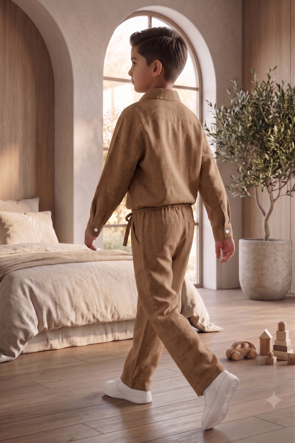 Kids Brown Linen Co-ord Set | Premium Summer Wear