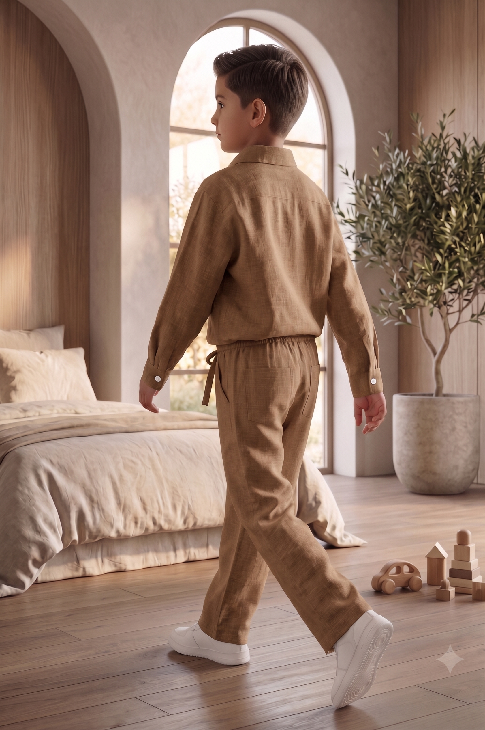 Kids Brown Linen Co-ord Set | Premium Summer Wear