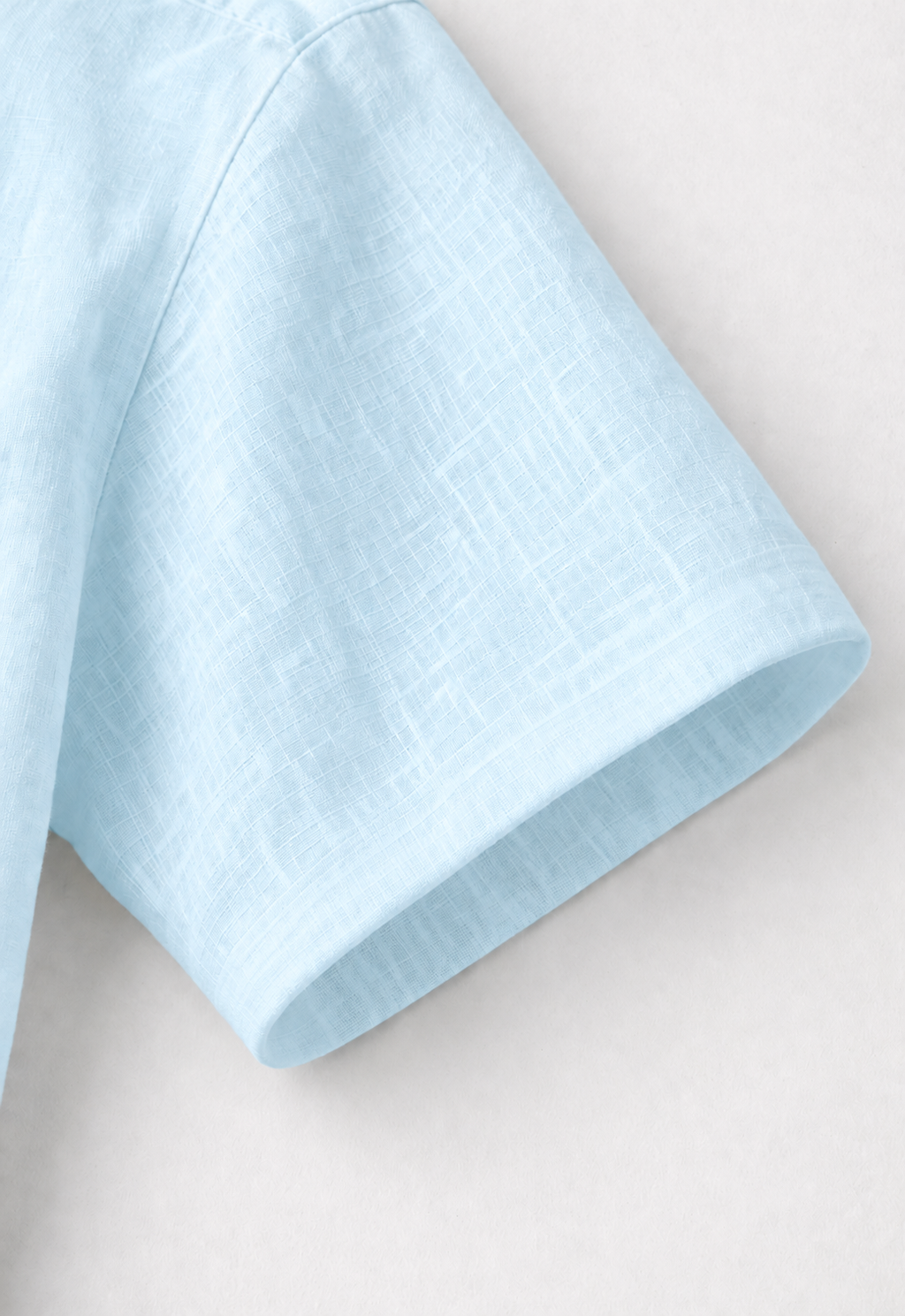 Cuban Collar Half Sleeve Men's Belgium Linen Sky Blue Shirt | Summer Wear