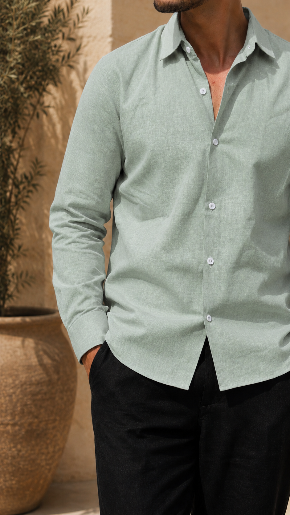 Full Sleeve Men's 100% Belgium Linen Minty Green Shirt | Summer Special