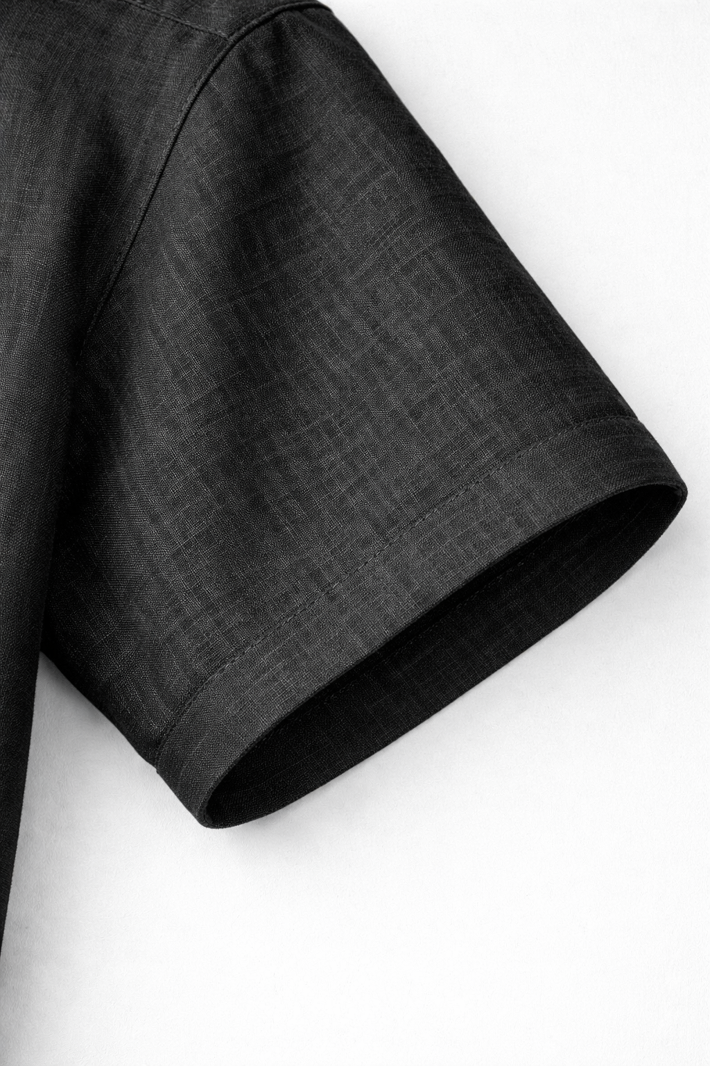 Cuban Collar Half Sleeve Men's Belgium Linen Black Shirt | Summer Wear