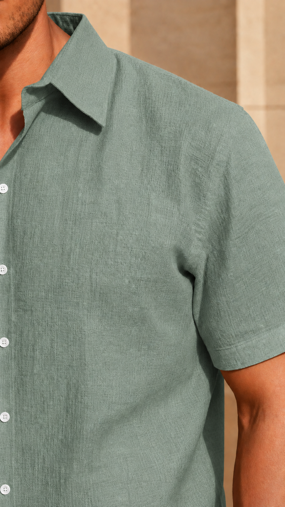 Half Sleeve Men's 100% Belgium Linen Mint Green Shirt | Summer Special