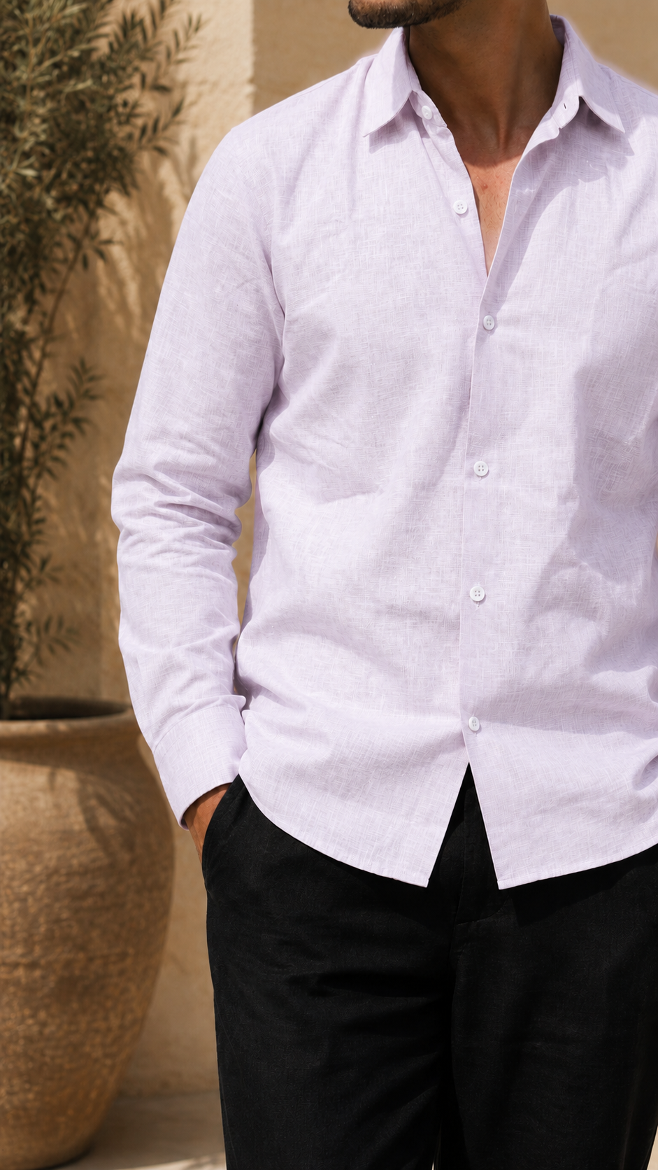 Full Sleeve Men's 100% Belgium Linen Lavander Shirt | Summer Special