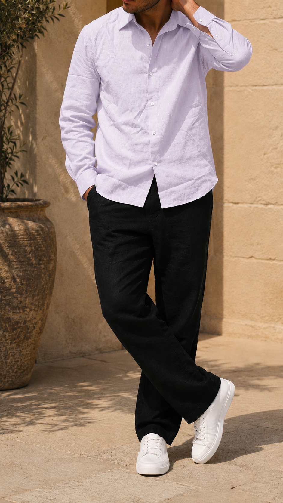 Full Sleeve Men's 100% Belgium Linen Lavander Shirt | Summer Special