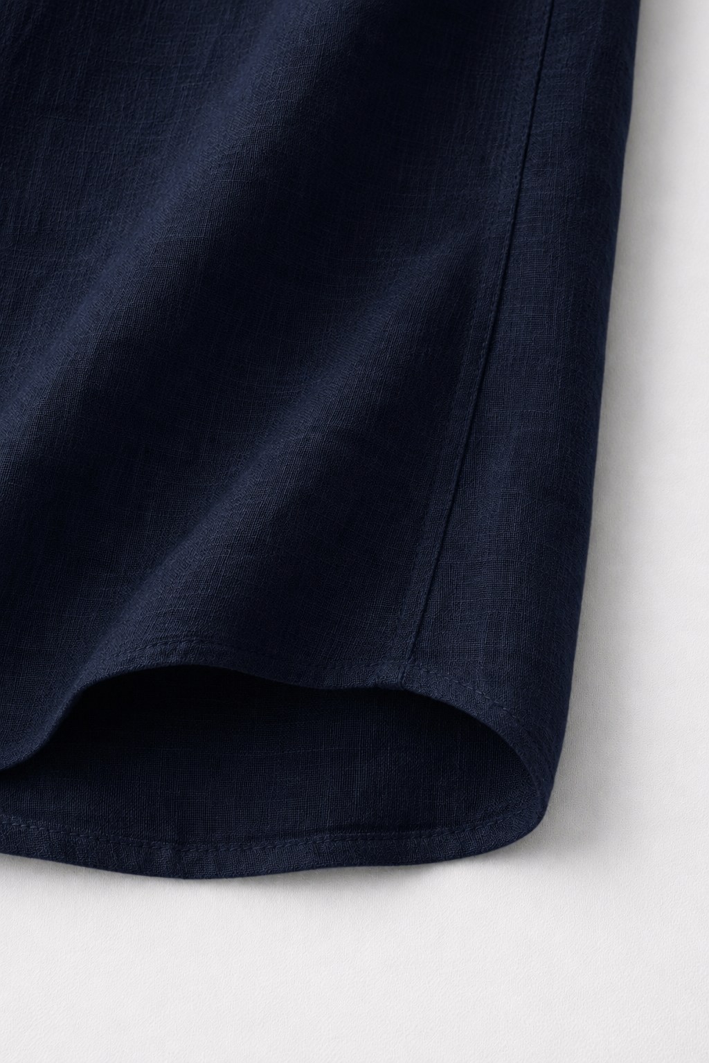 Cuban Collar Half Sleeve Men's Belgium Linen Navy Shirt | Summer Wear