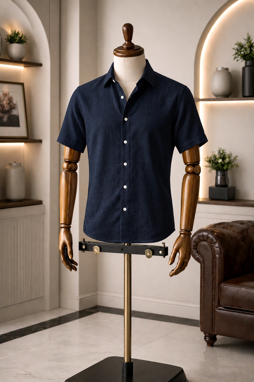 Half Sleeve Men's Pure Linen Navy Blue Shirt | Summer Wear