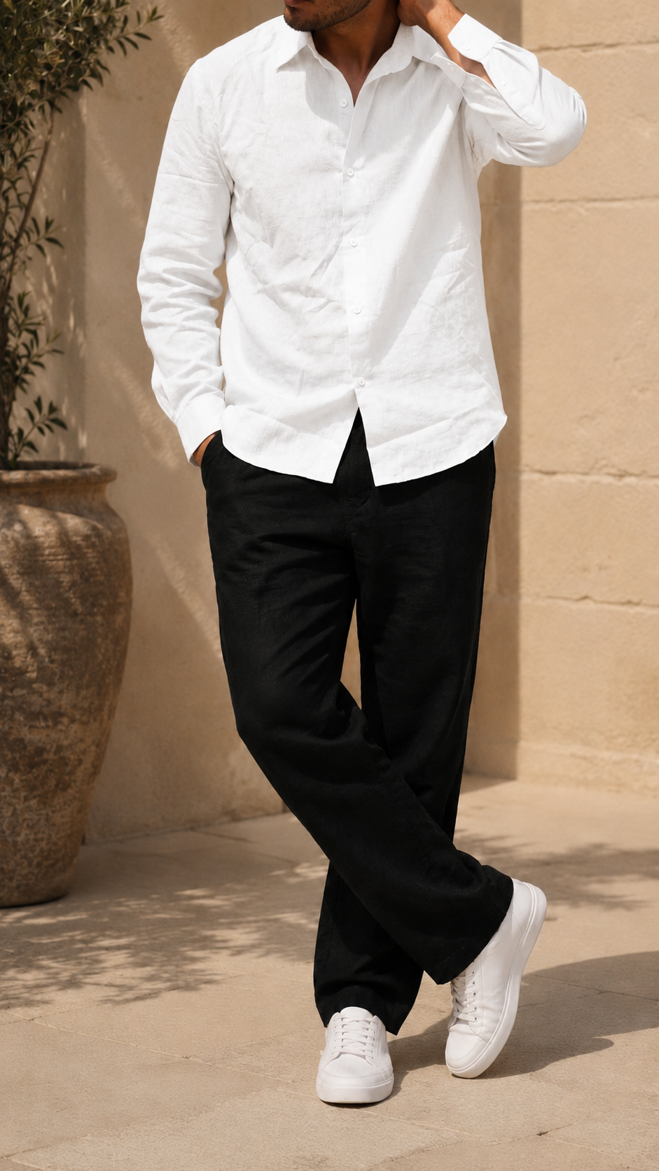 Full Sleeve Men's Pure Linen White Shirt | Summer Wear