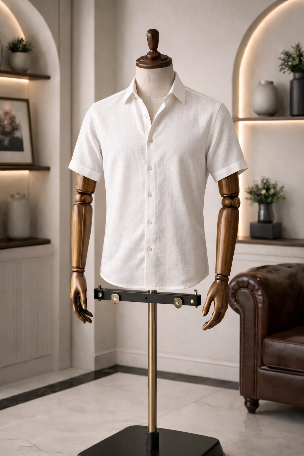 Half Sleeve Men's Pure Linen White Shirt | Summer Wear