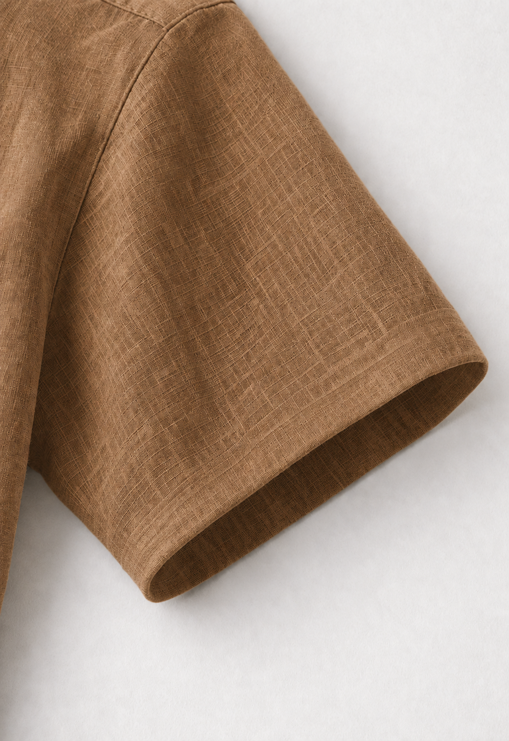 Cuban Collar Half Sleeve Men's Belgium Linen Brown Shirt | Summer Wear
