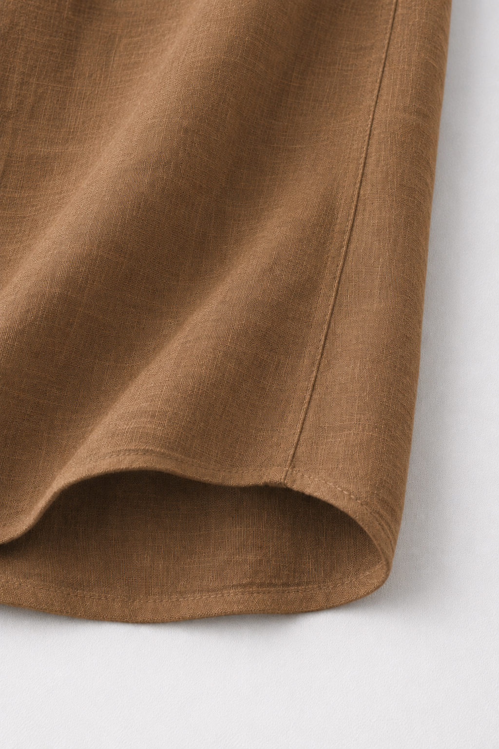 Cuban Collar Half Sleeve Men's Belgium Linen Brown Shirt | Summer Wear