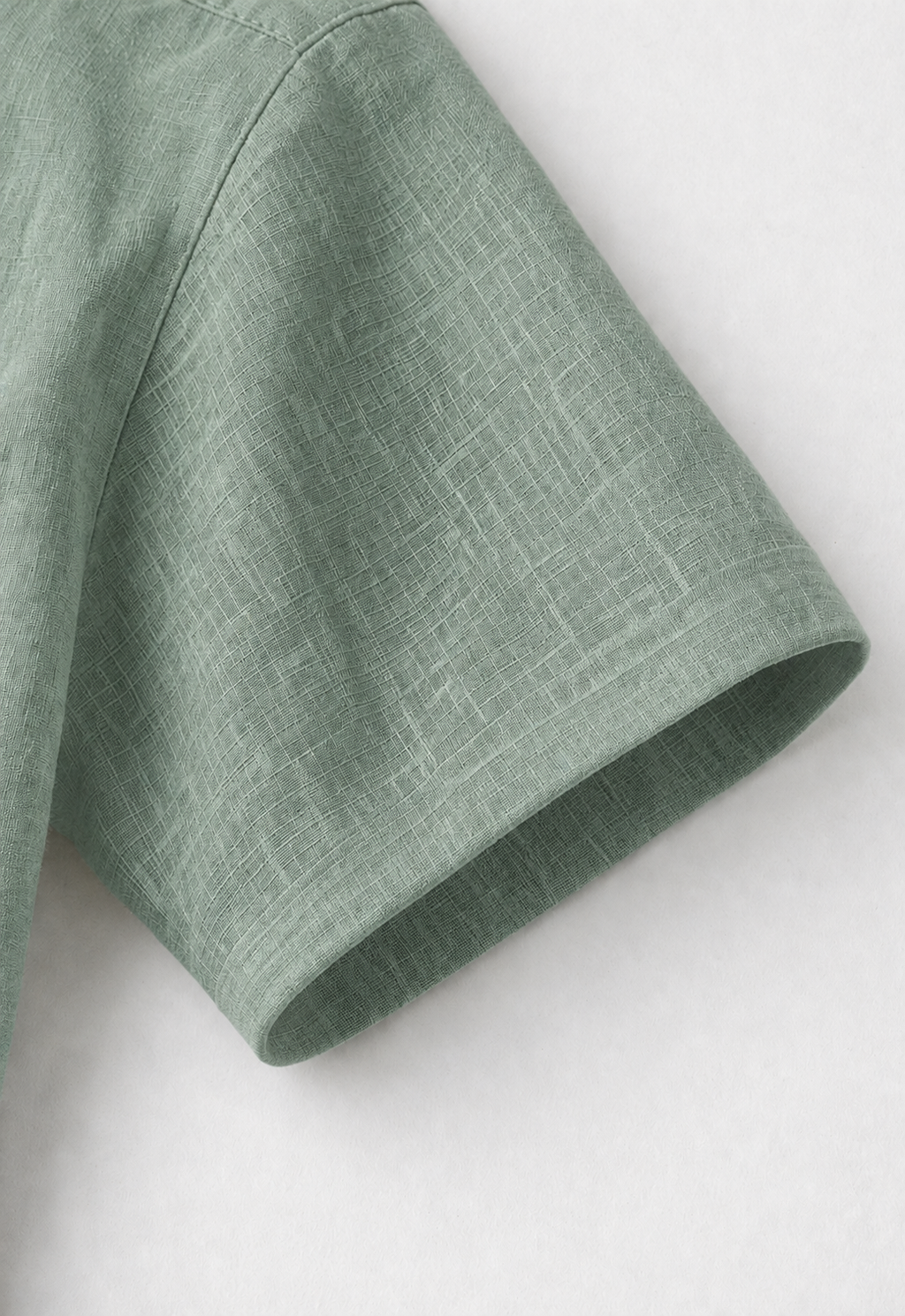 Cuban Collar Half Sleeve Men's Belgium Linen Green Shirt | Summer Wear
