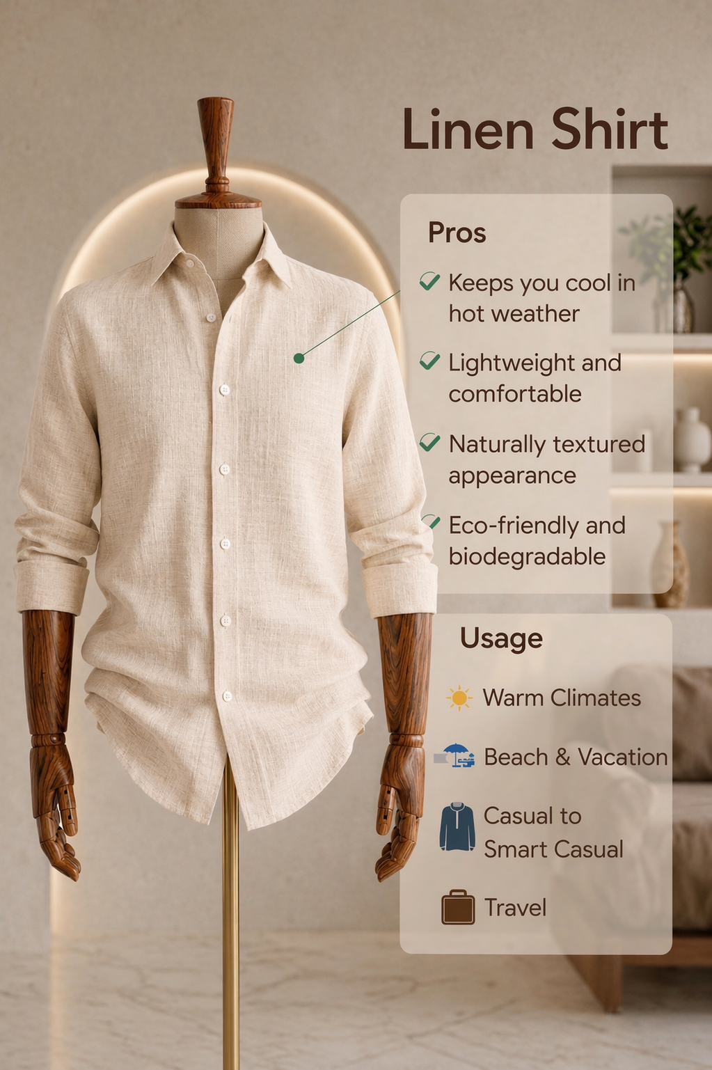 Full Sleeve Linen Pair For Men | Beige Linen Shirt with White Linen Pant