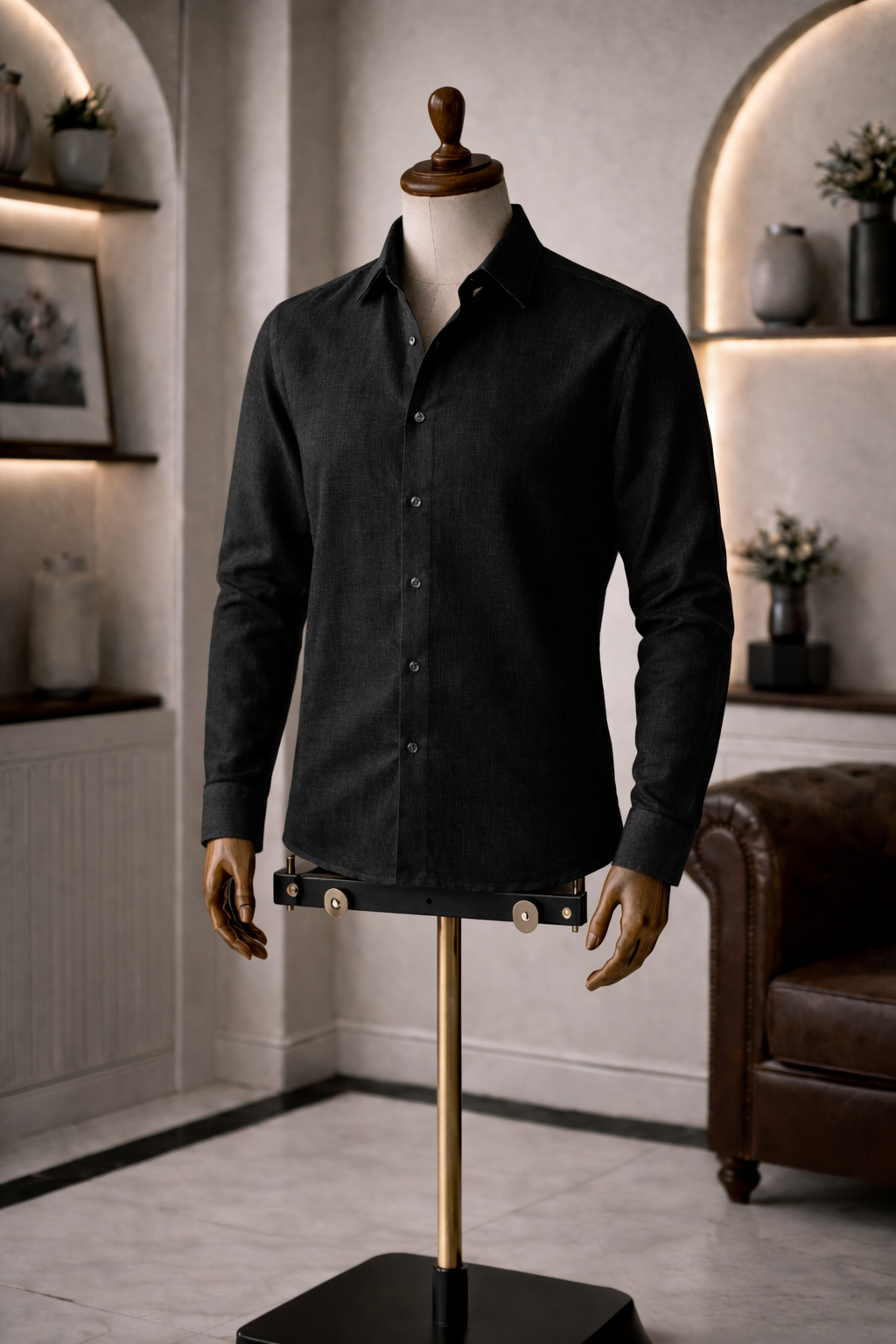 Full Sleeve Men's Pure Linen Black Shirt | Summer Wear