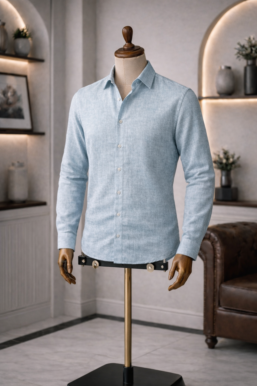 Full Sleeve Men's Pure Linen Sky Blue Shirt | Summer Wear