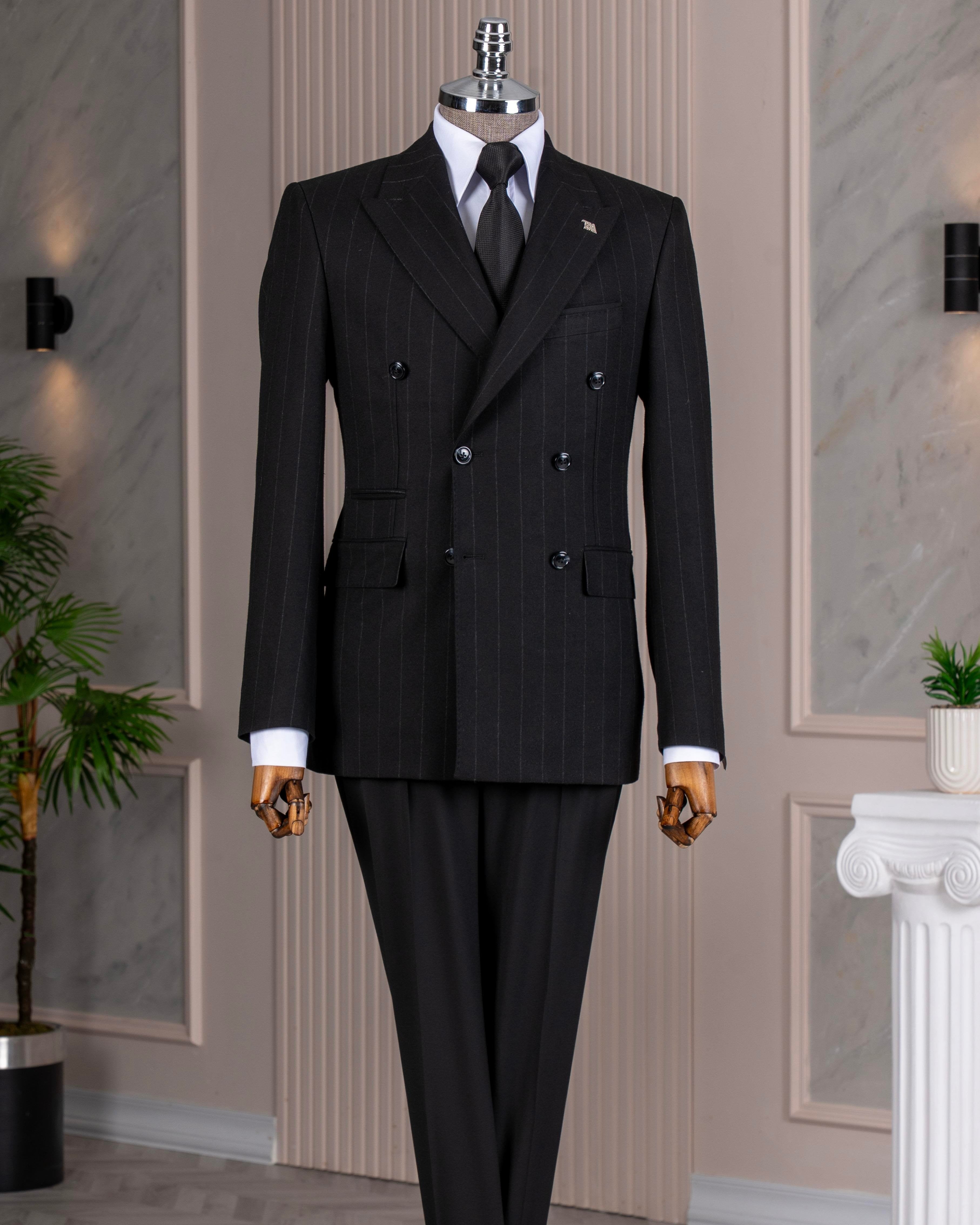 Black Stripe Double Breasted 2 Piece suit