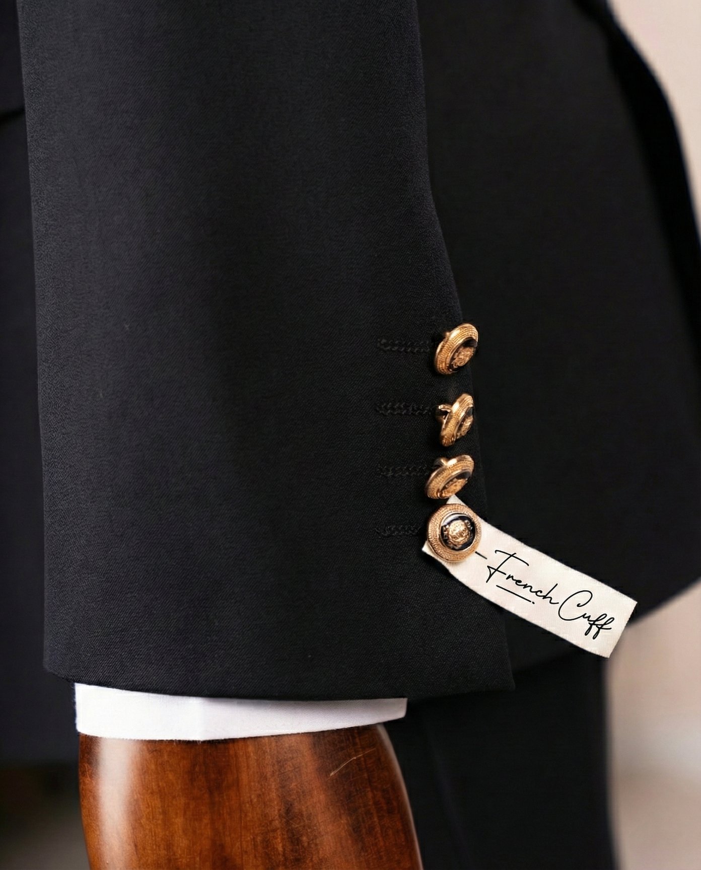 French Cuff Men's Navy Double Breasted 2-Piece Suit